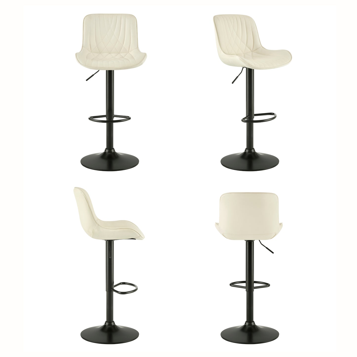 Roundhill Furniture Kovyn Contemporary Adjustable Barstool with Faux Leather Swivel Seats, Set of 2