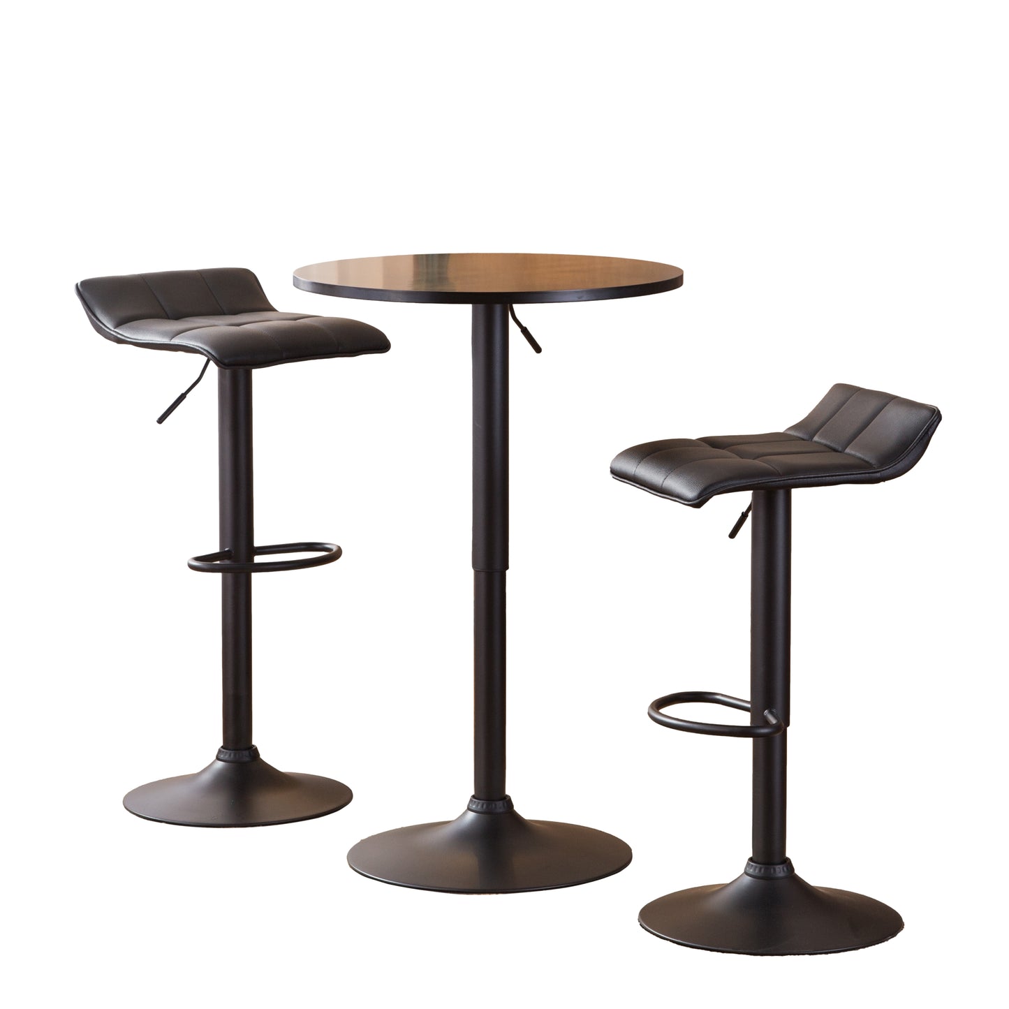 Roundhill Furniture Belham Black Adjustable Metal Base 3-Piece Bar table'set