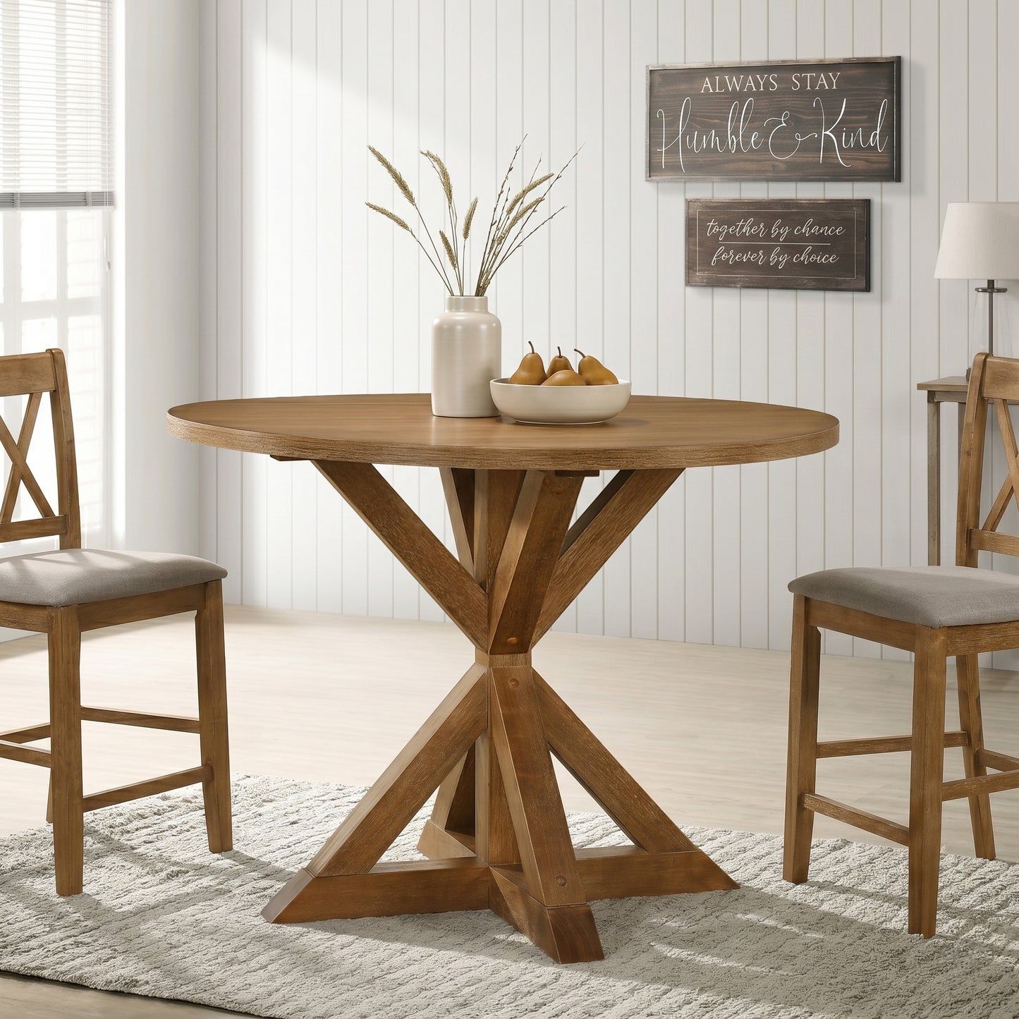 Windvale Cross-Buck Base Counter Height Dining Table