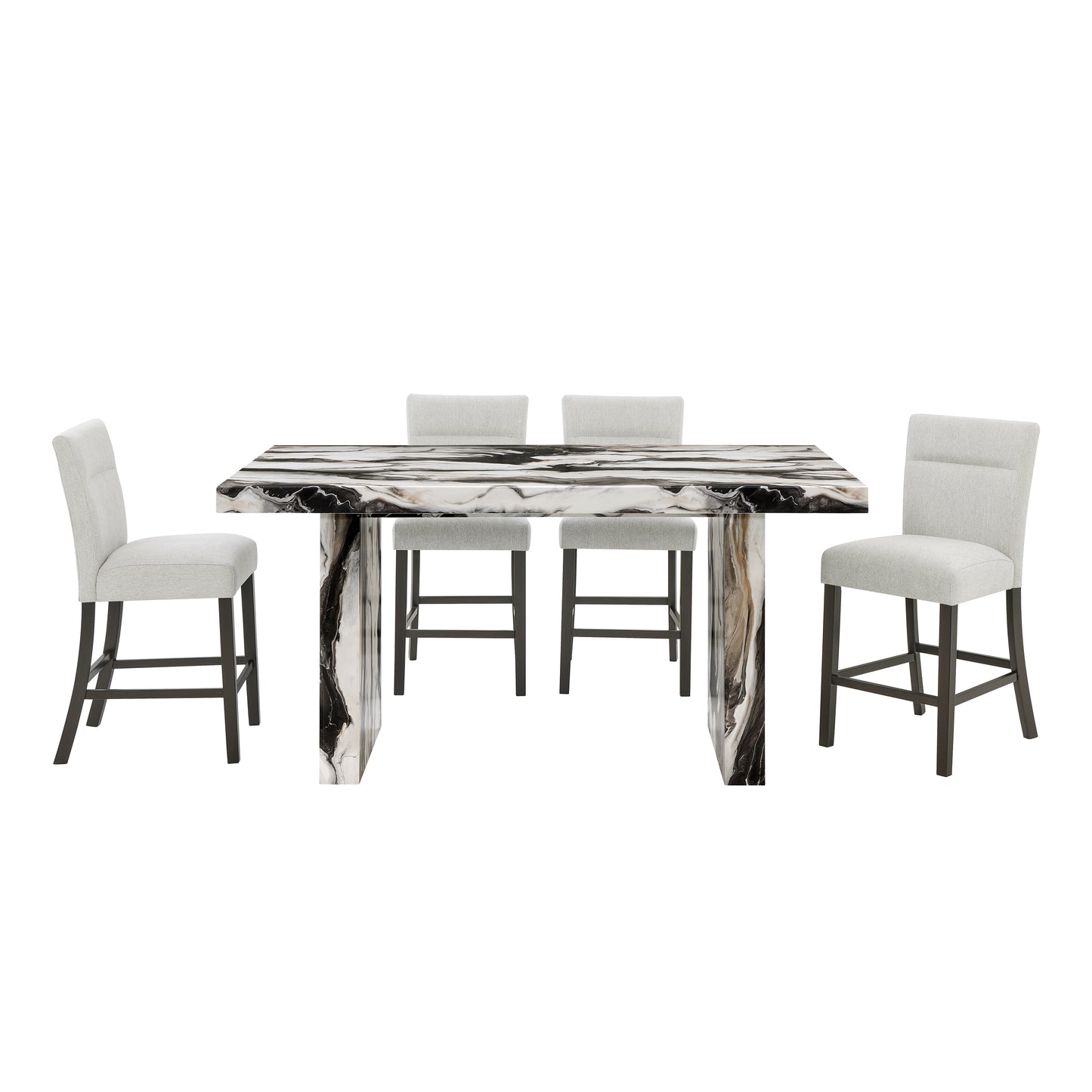 Tabner Cavira 5-Piece Modern Faux Marble Dining Set