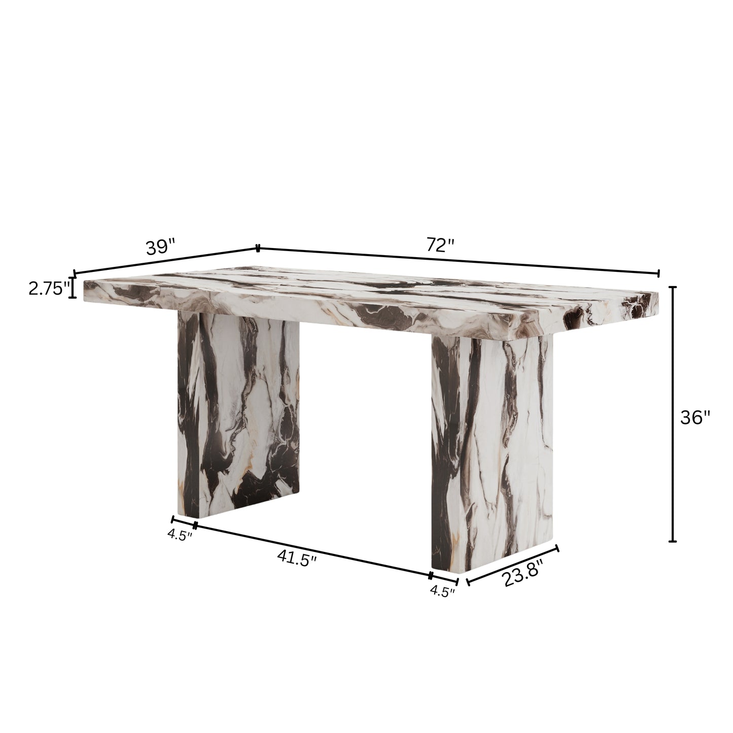 Roundhill Furniture Cavira Modern Faux Marble Counter Height Dining Table