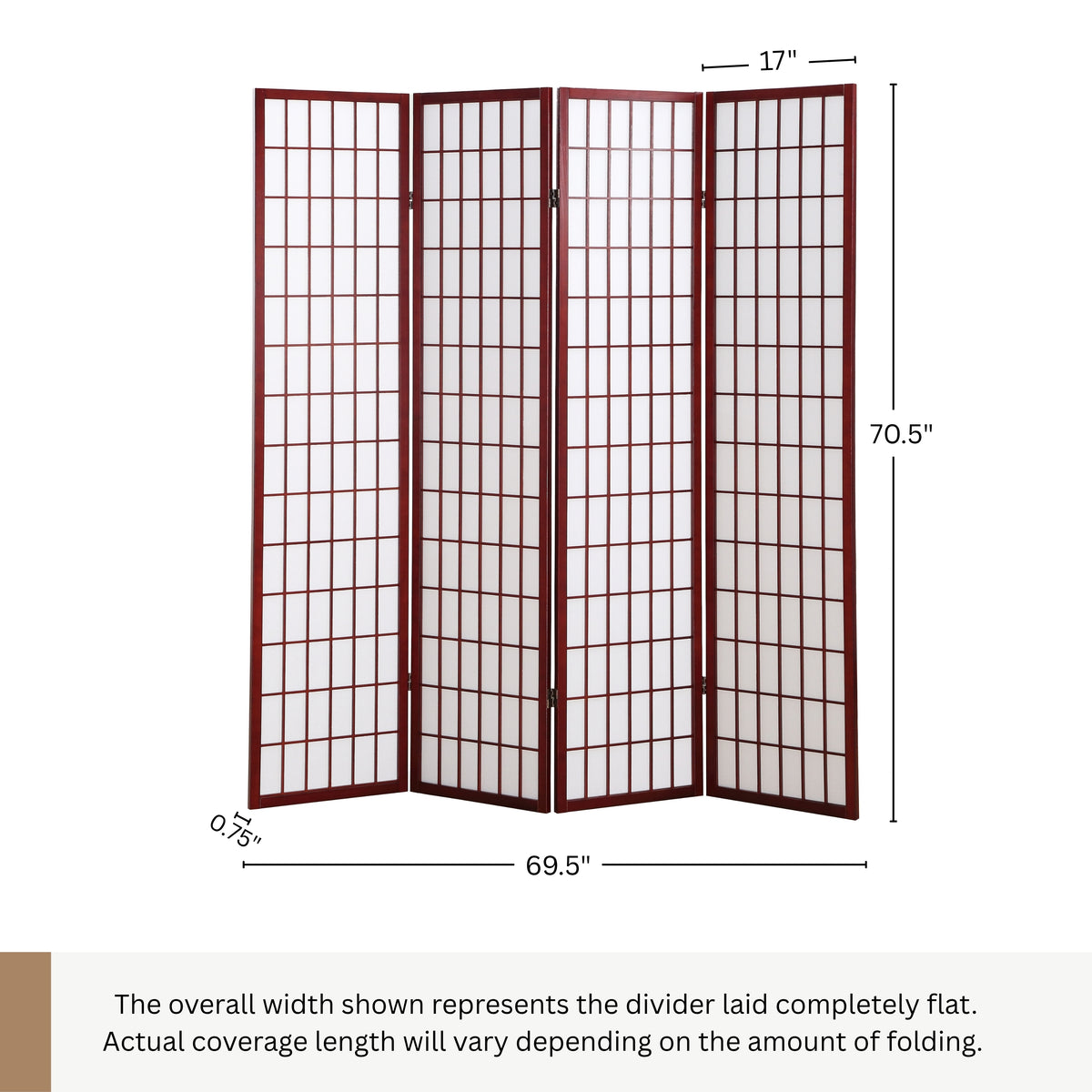 4 Panel Cherry Oriental Shoji Screen / Room Divider