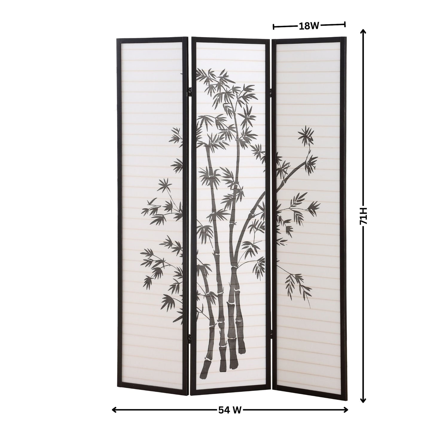 3 Panel Black Oriental Shoji Screen / Room Divider