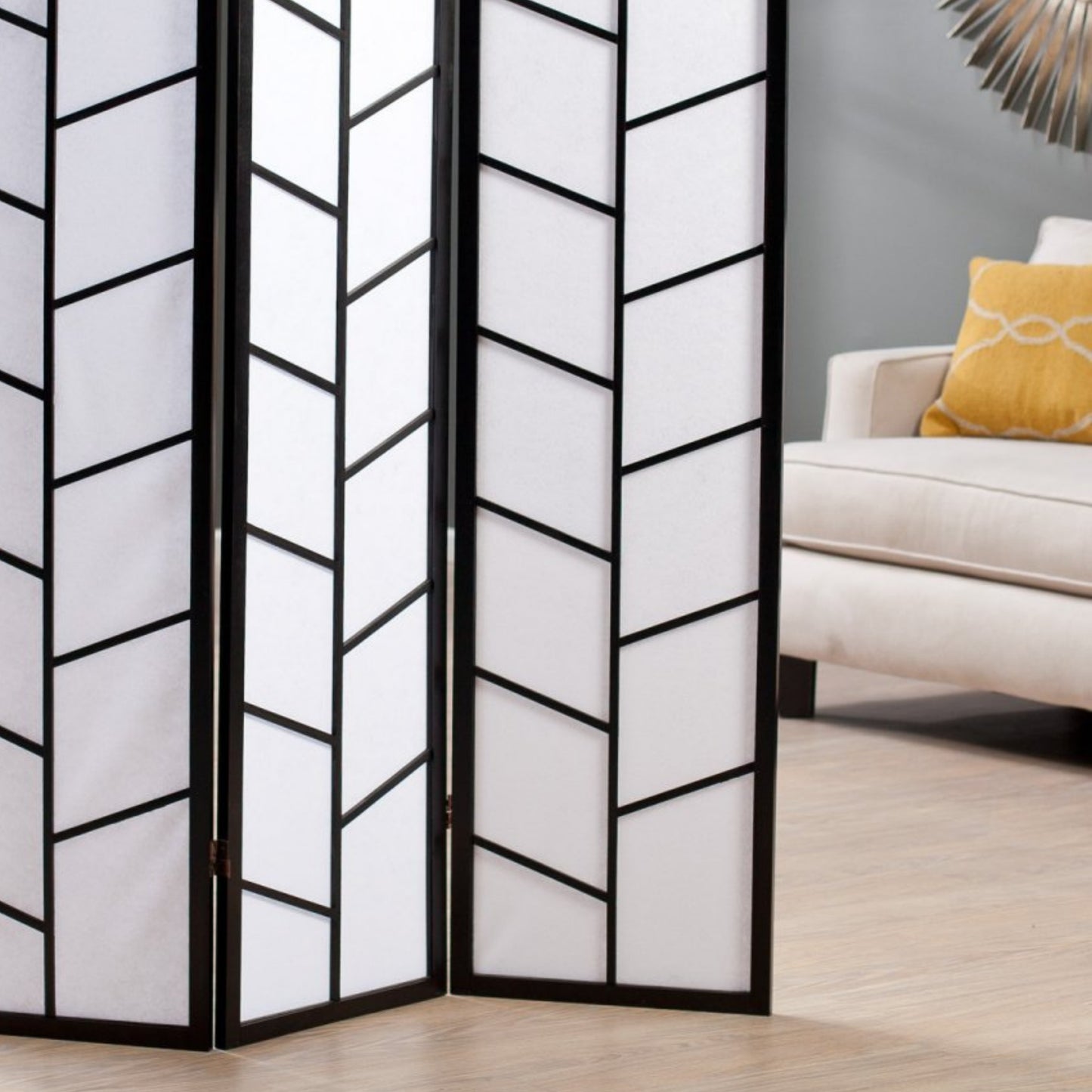 Climbing 3-Panel Screen Room Divider - Black