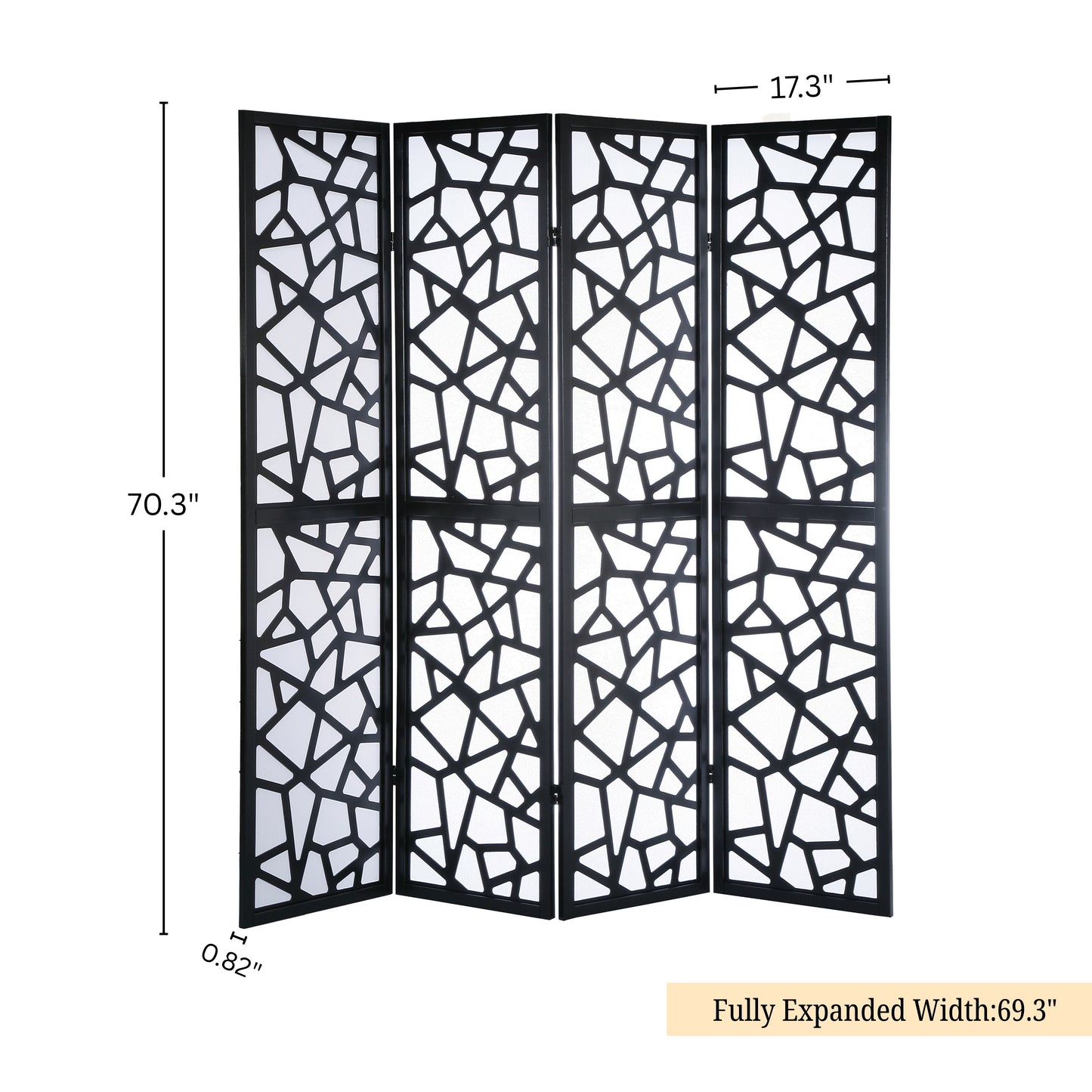 Giyano Black 4 Panel Screen Room Divider