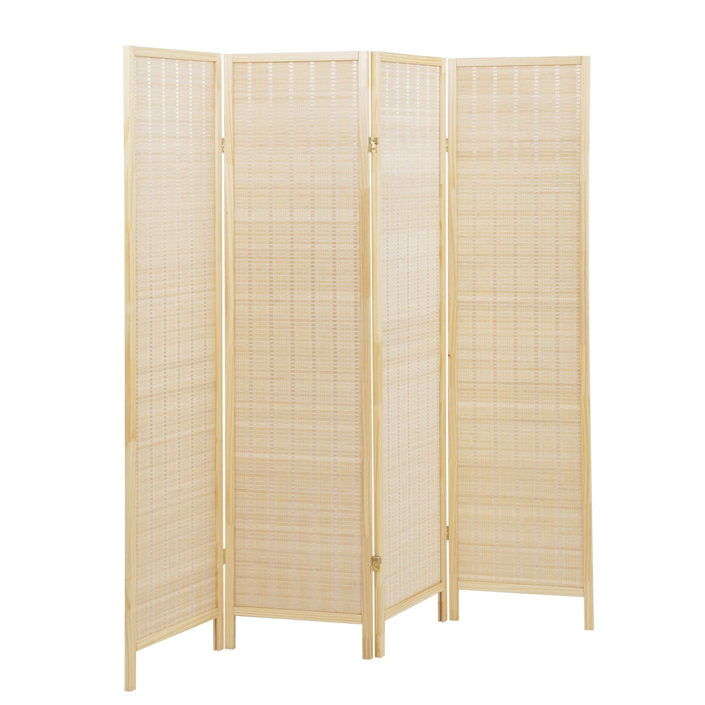 Roundhill Furniture Inkwell 4-Panel Bamboo Room Divider, Folding Portable Partition Screen