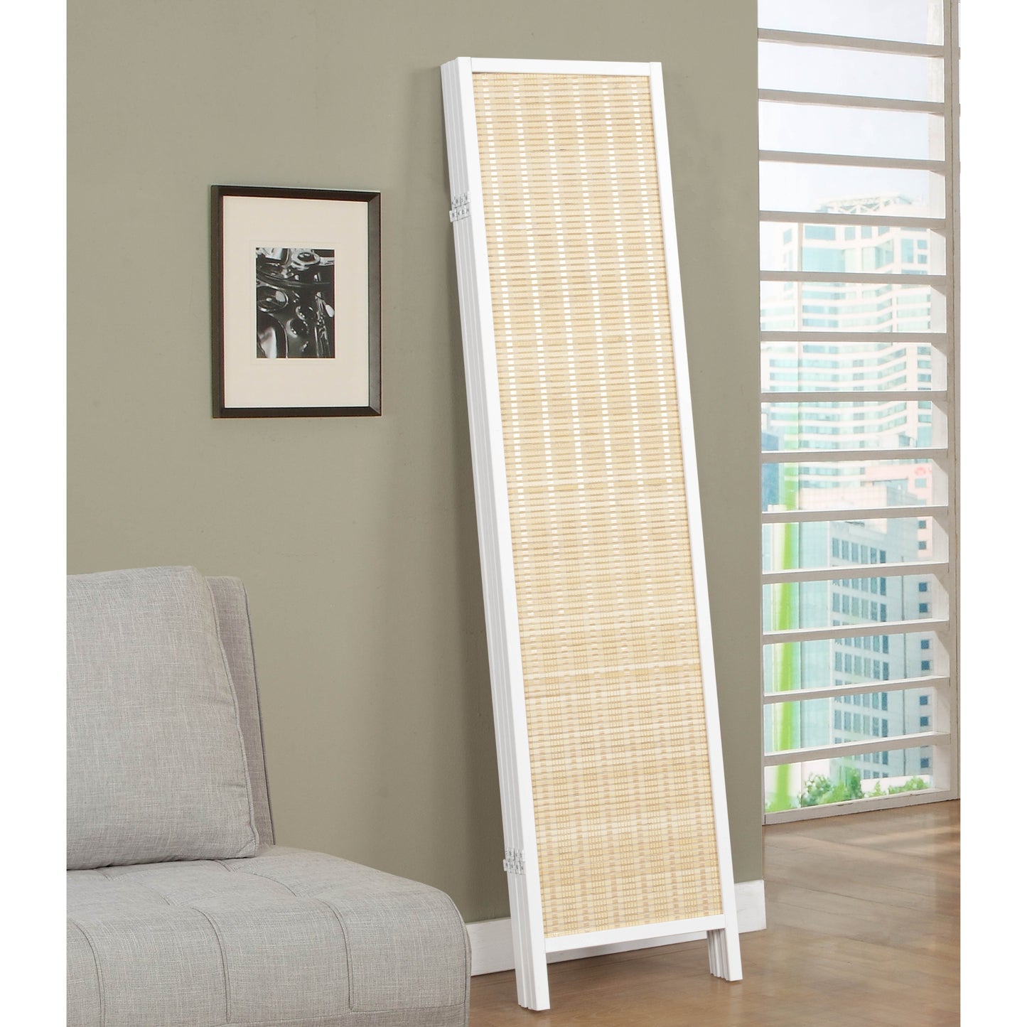 Roundhill Furniture Inkwell 4-Panel Bamboo Room Divider, Folding Portable Partition Screen