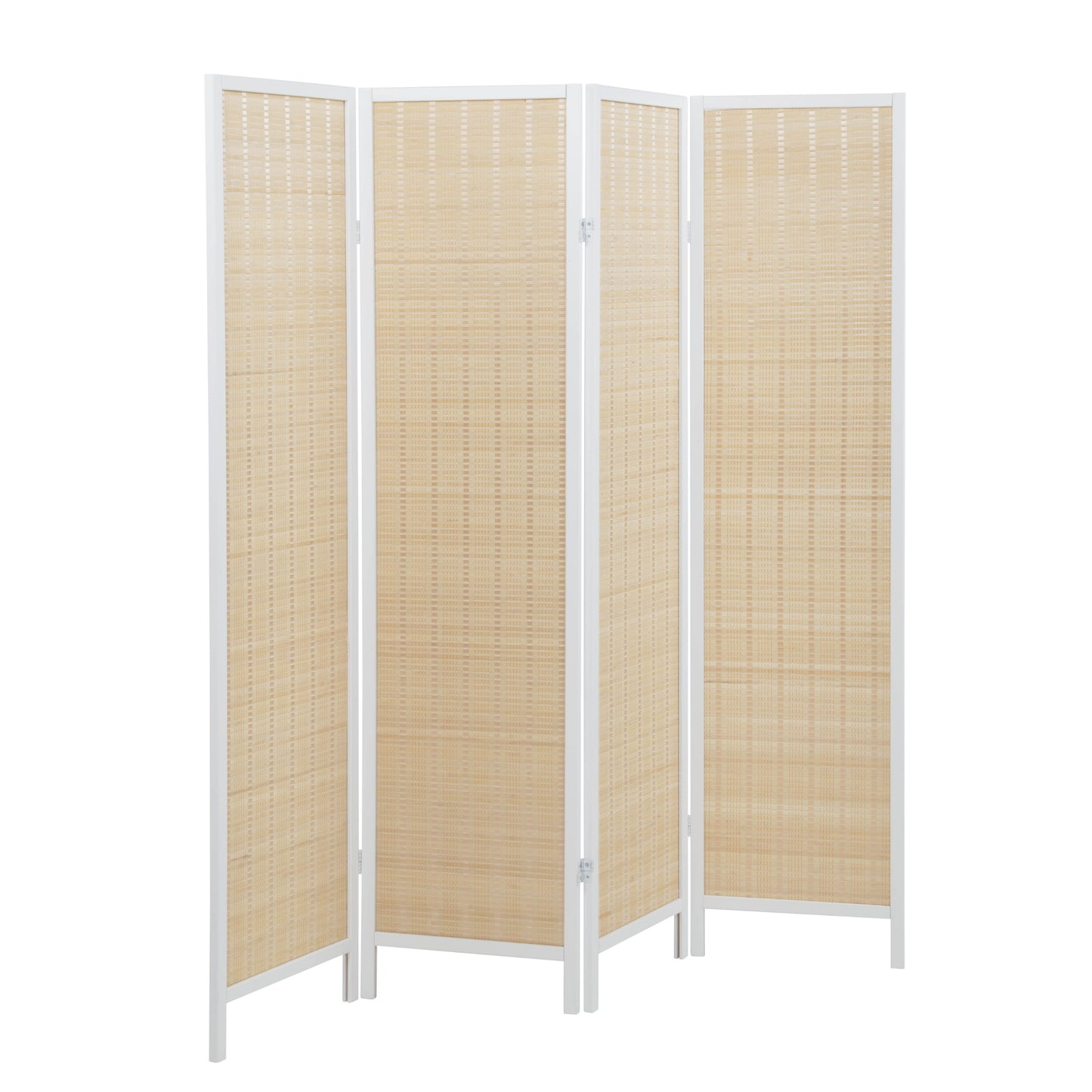 Roundhill Furniture Inkwell 4-Panel Bamboo Room Divider, Folding Portable Partition Screen