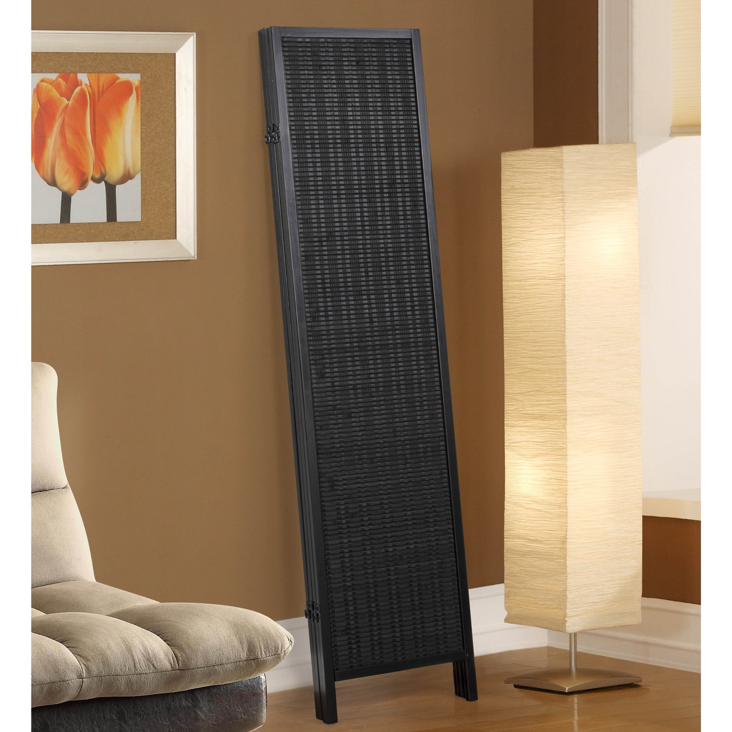 Roundhill Furniture Inkwell 4-Panel Bamboo Room Divider, Folding Portable Partition Screen