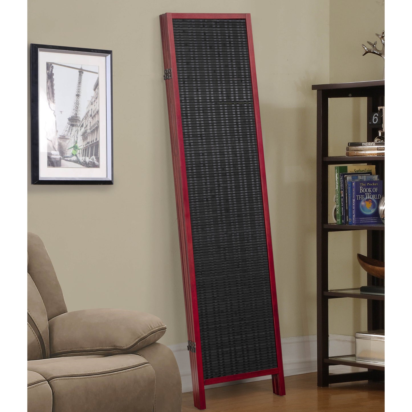 Roundhill Furniture Inkwell 4-Panel Bamboo Room Divider, Folding Portable Partition Screen