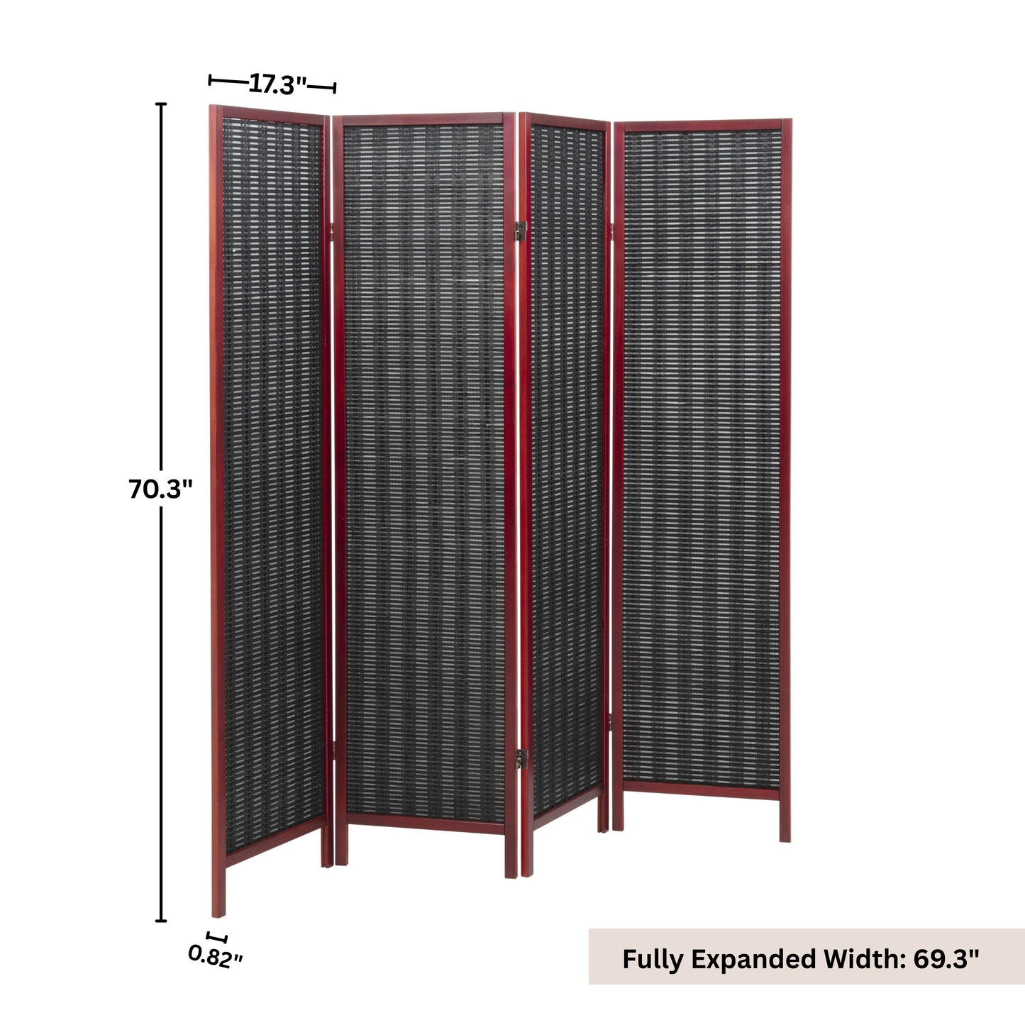 Roundhill Furniture Inkwell 4-Panel Bamboo Room Divider, Folding Portable Partition Screen