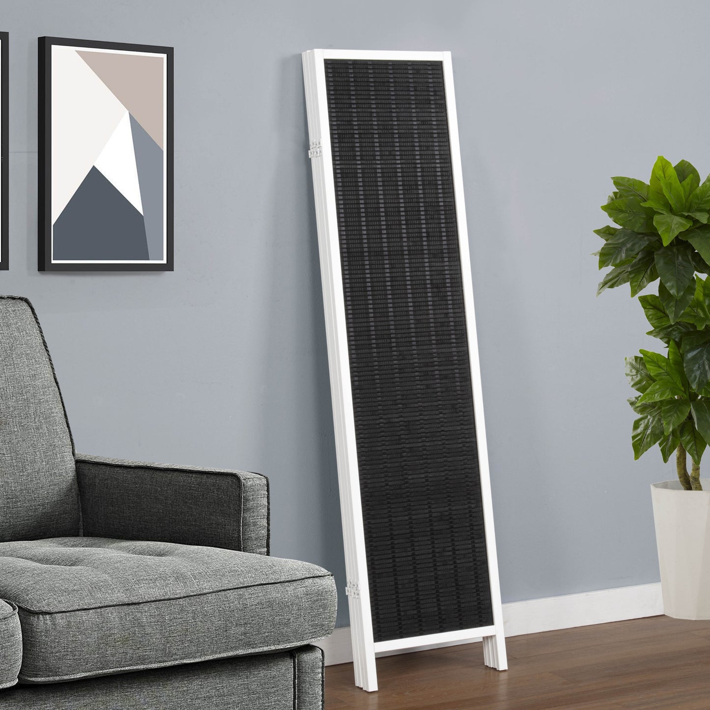 Roundhill Furniture Inkwell 4-Panel Bamboo Room Divider, Folding Portable Partition Screen