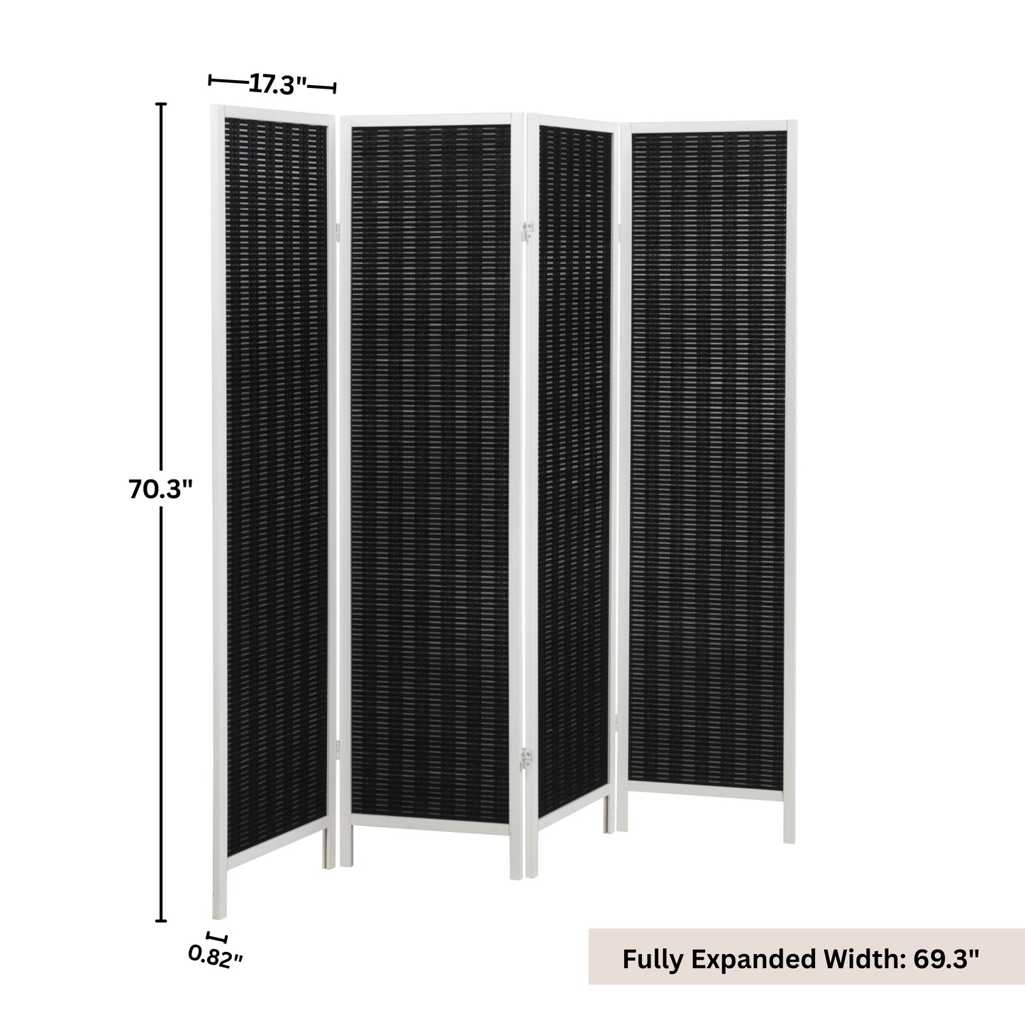Roundhill Furniture Inkwell 4-Panel Bamboo Room Divider, Folding Portable Partition Screen