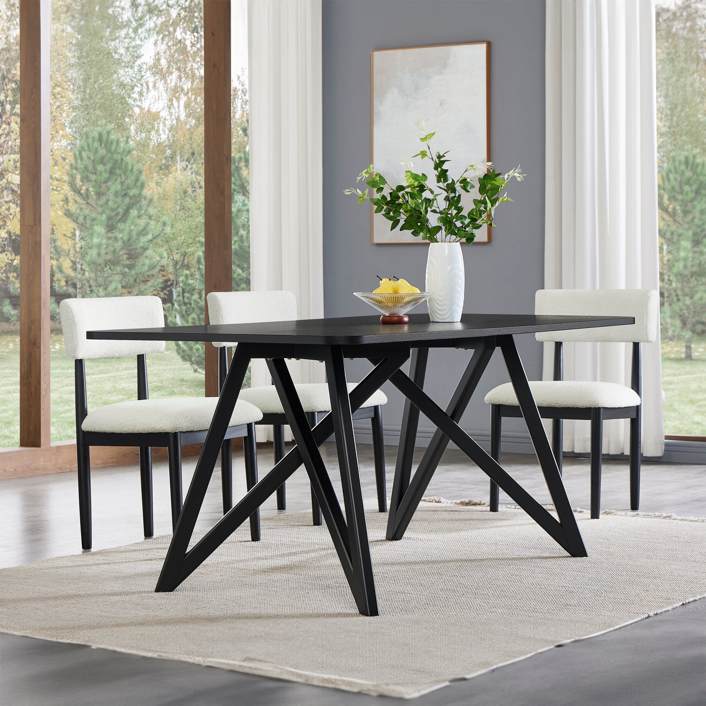 Roundhill Furniture Axler 70-in Length Dining Table, Tripod-Cross Leg