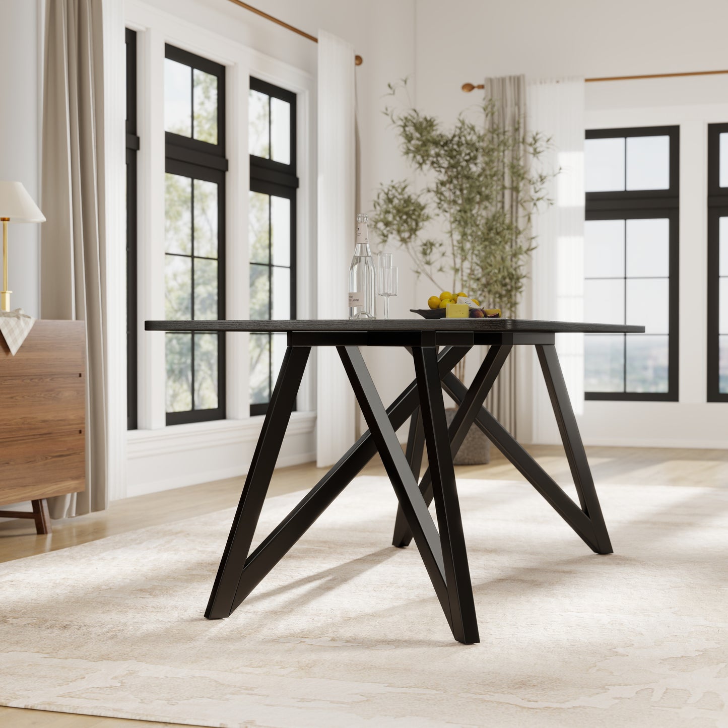 Roundhill Furniture Axler 70-in Length Dining Table, Tripod-Cross Leg