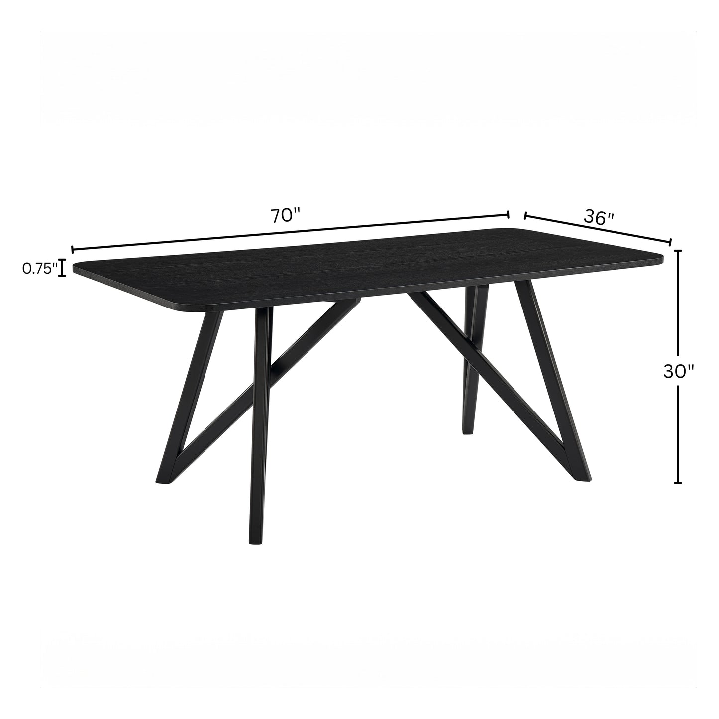 Roundhill Furniture Axler 70-in Length Dining Table, Tripod-Cross Leg