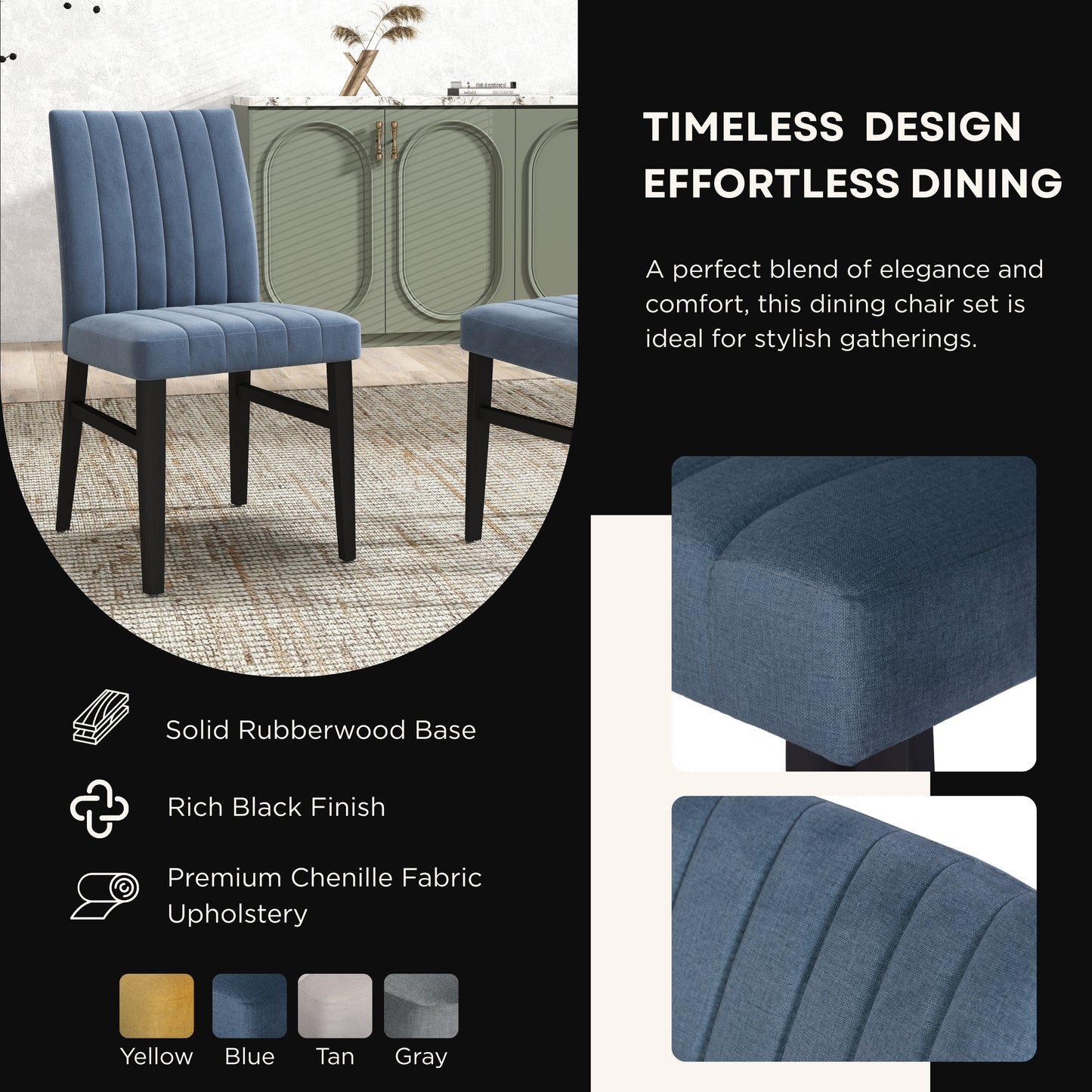 Tabner Edo 5-Piece Dining Set, Round Trestle Table and 4 Upholstered Chairs