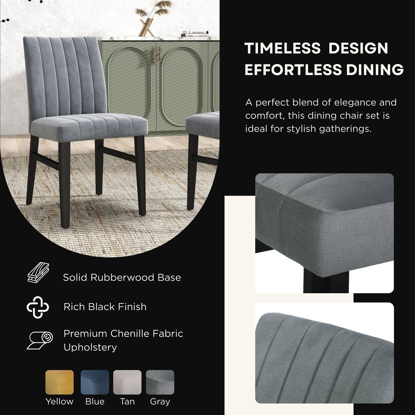 Tabner Edo 5-Piece Dining Set, Round Trestle Table and 4 Upholstered Chairs