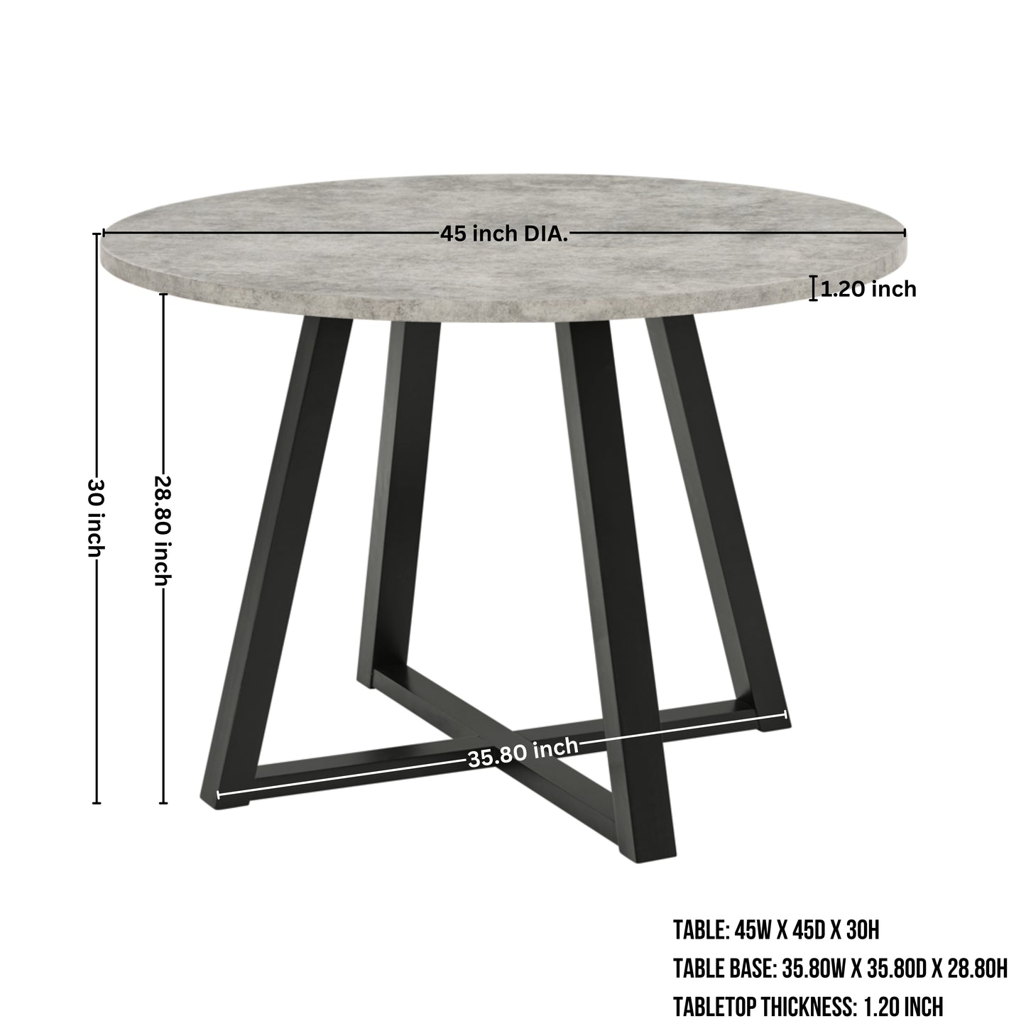 Tabner Edo 5-Piece Dining Set, Round Trestle Table and 4 Upholstered Chairs