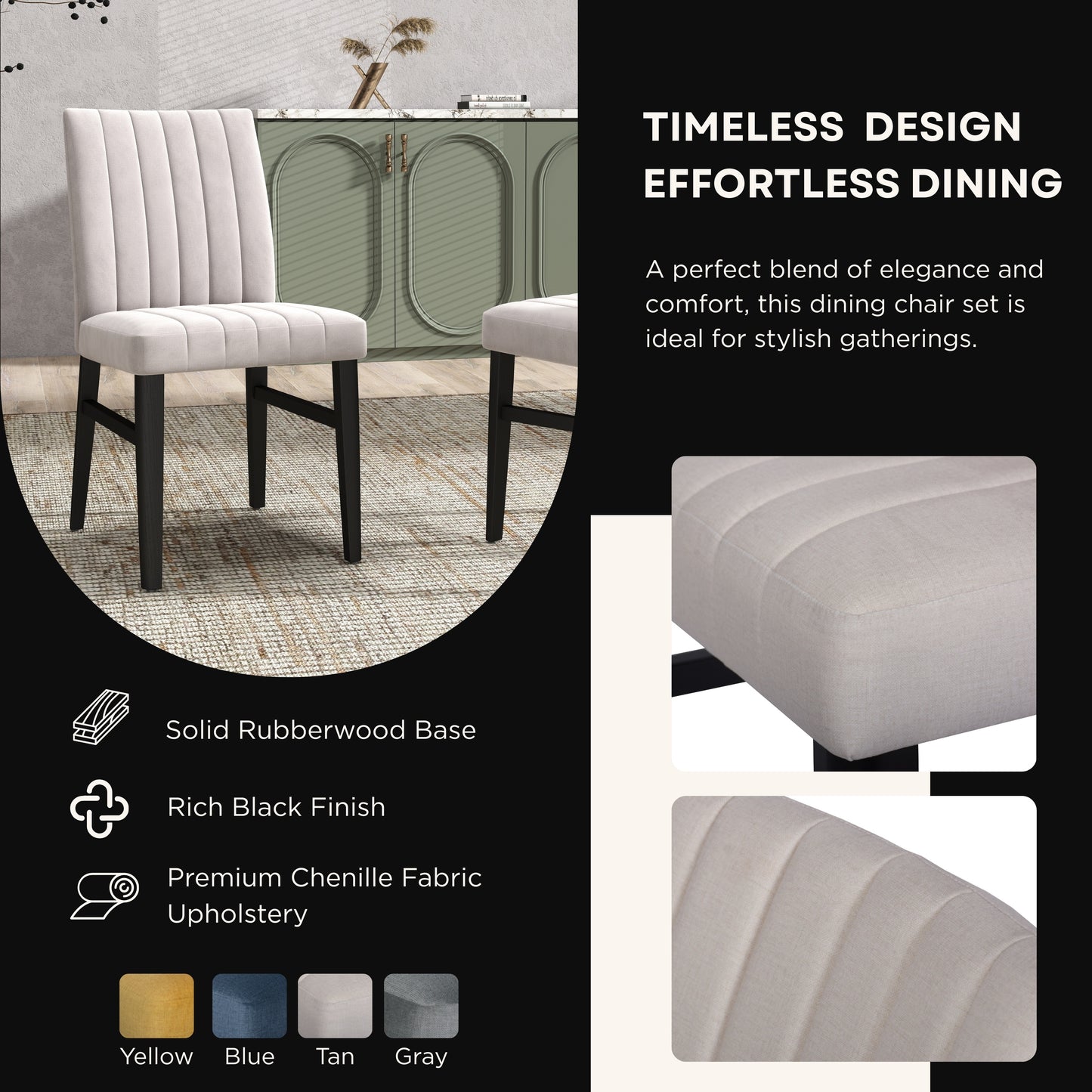 Tabner Edo 5-Piece Dining Set, Round Trestle Table and 4 Upholstered Chairs