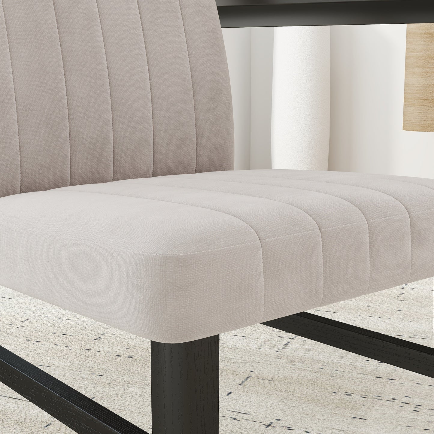 Tabner Edo 5-Piece Dining Set, Round Trestle Table and 4 Upholstered Chairs