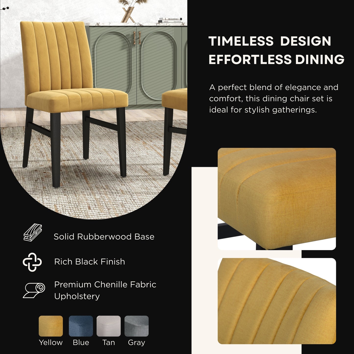 Tabner Edo 5-Piece Dining Set, Round Trestle Table and 4 Upholstered Chairs