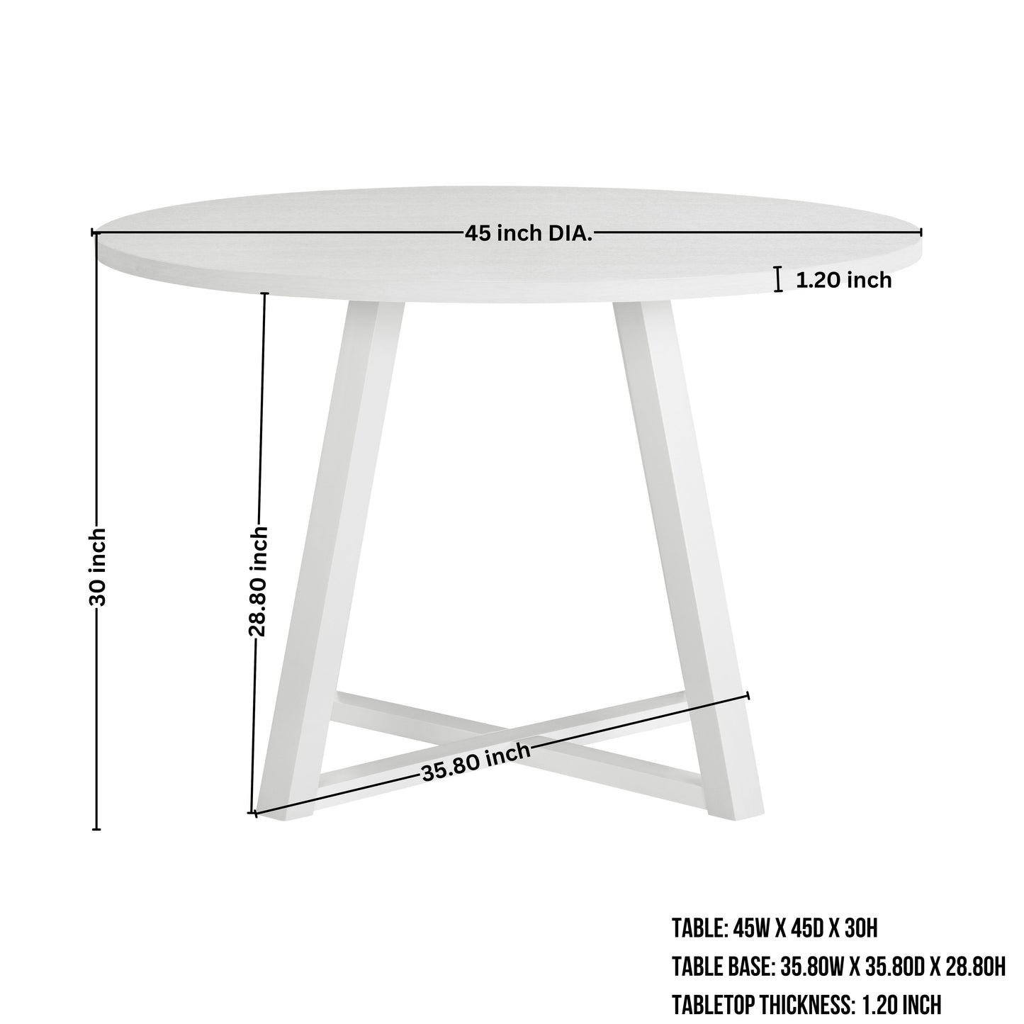 Durban 3-Piece Round Dining Set, Trestle Dining Table with 2 Boucle Chairs