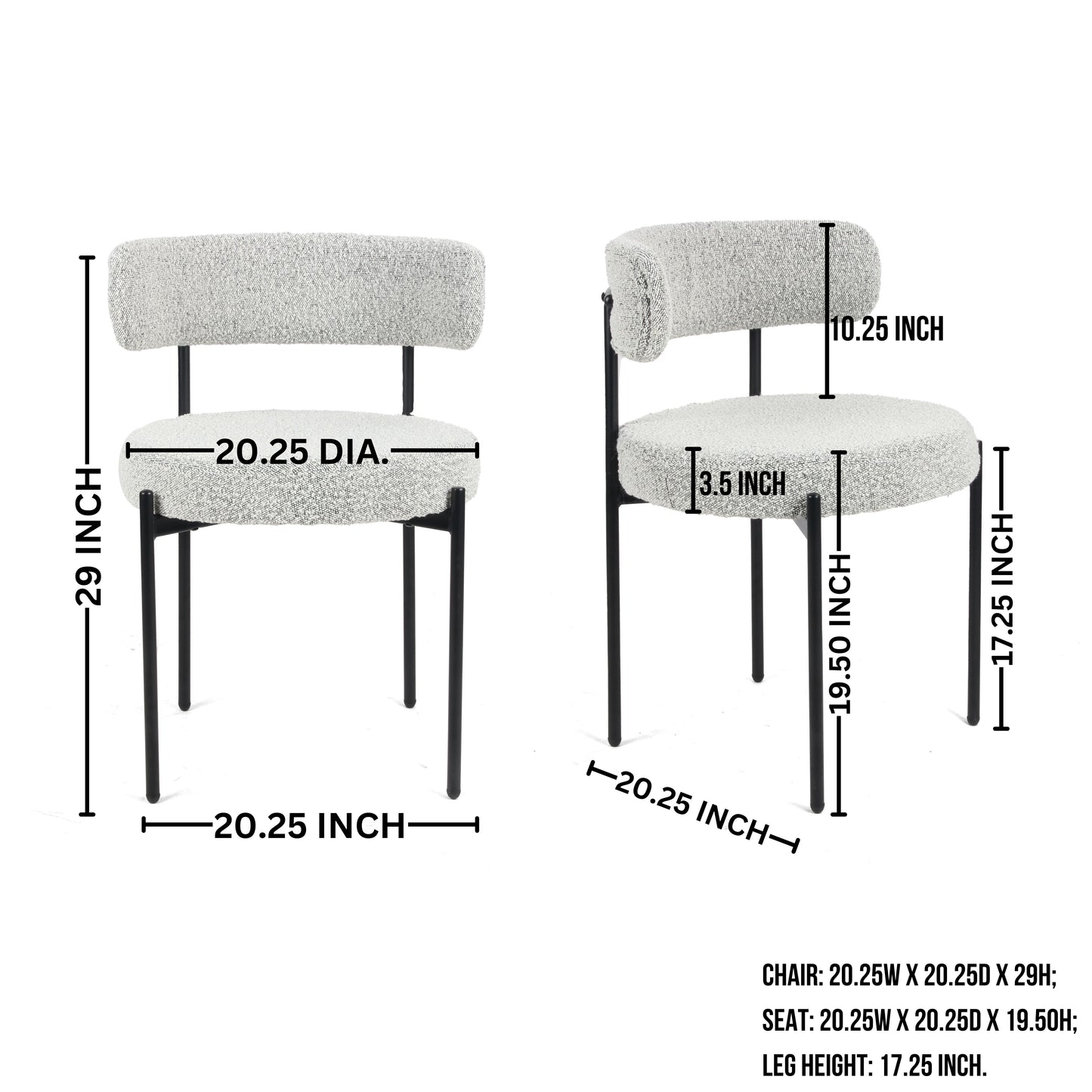 Durban 5-Piece Round Dining Set, Trestle Dining Table with 4 Boucle Chairs