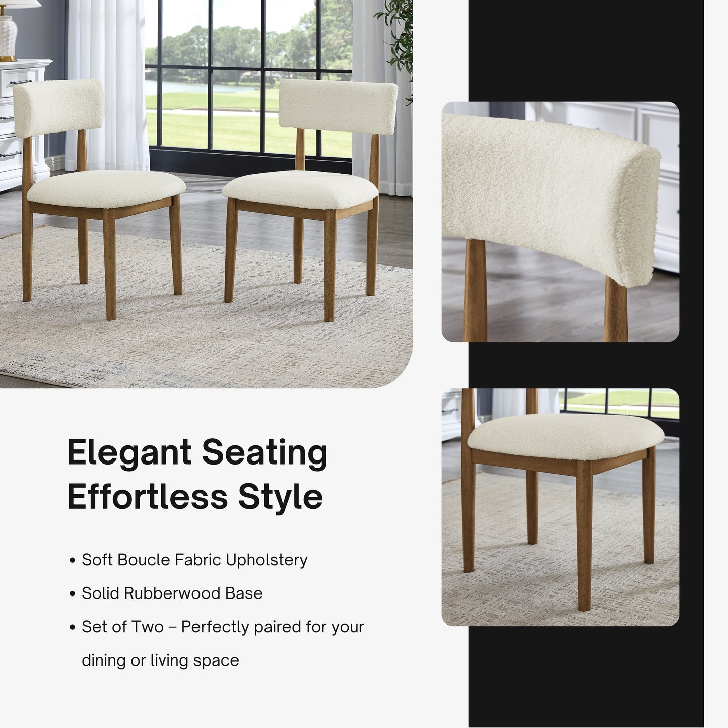 Tabner Edo 5-Piece Dining Set, Round Trestle Table and 4 Upholstered Chairs