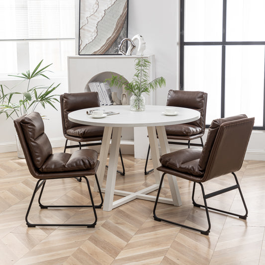 Innes 5-Piece Round Dining Set, Trestle Dining Table with 4 Stylish Chairs