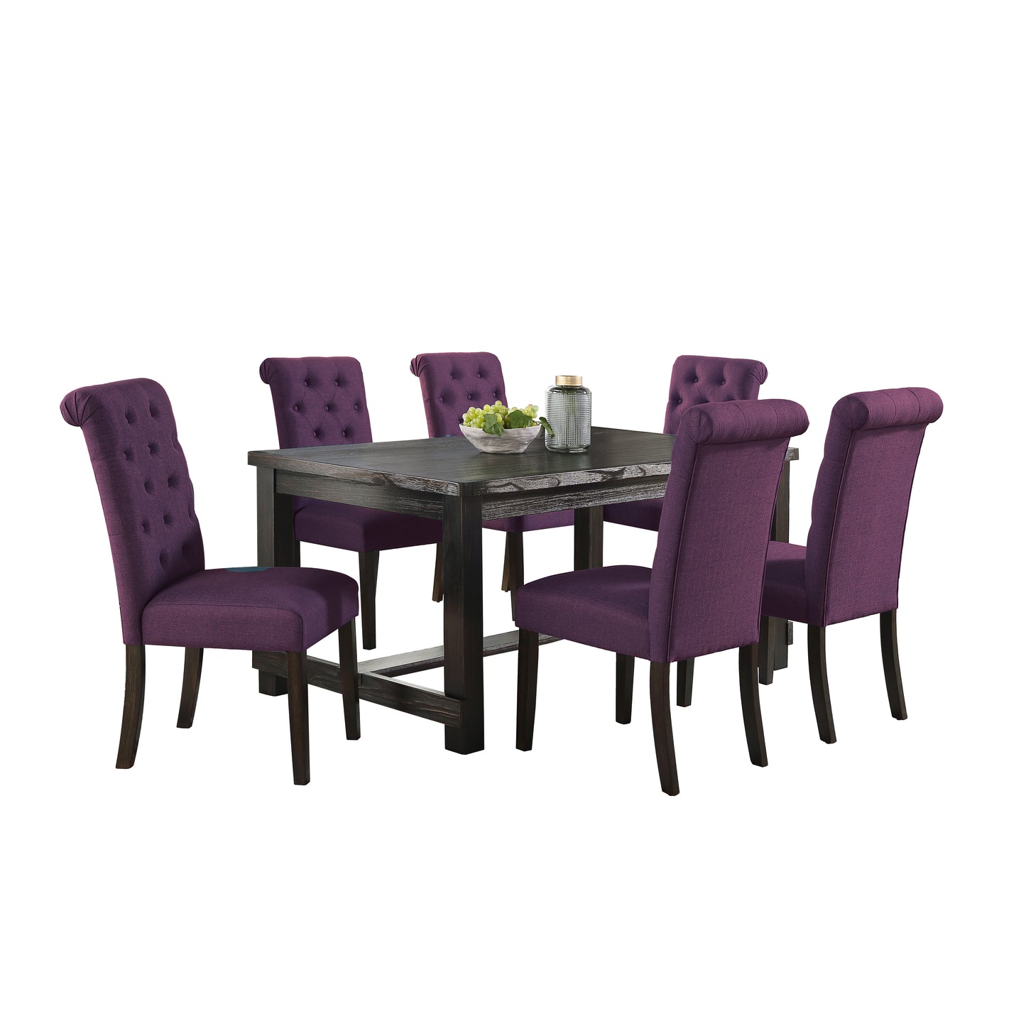 Roundhill Furniture Leviton 7-Piece Dining Set, 30’’Height Table with 6 Chairs