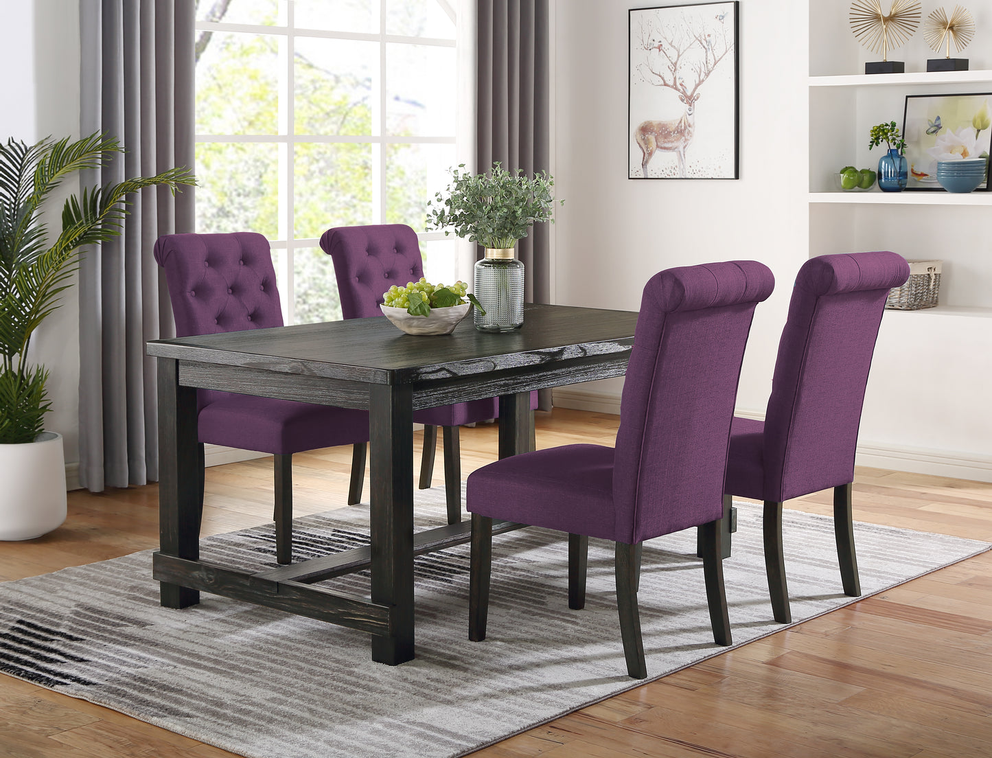Roundhill Furniture Leviton 5-Piece Dining Set, 30’’Height Table with 4 Chairs