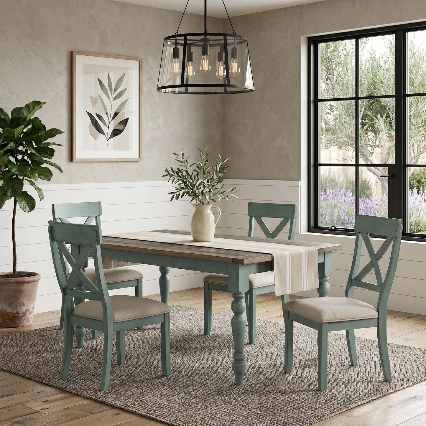 Prato 5-Piece Dining table'set with Cross Back Chairs