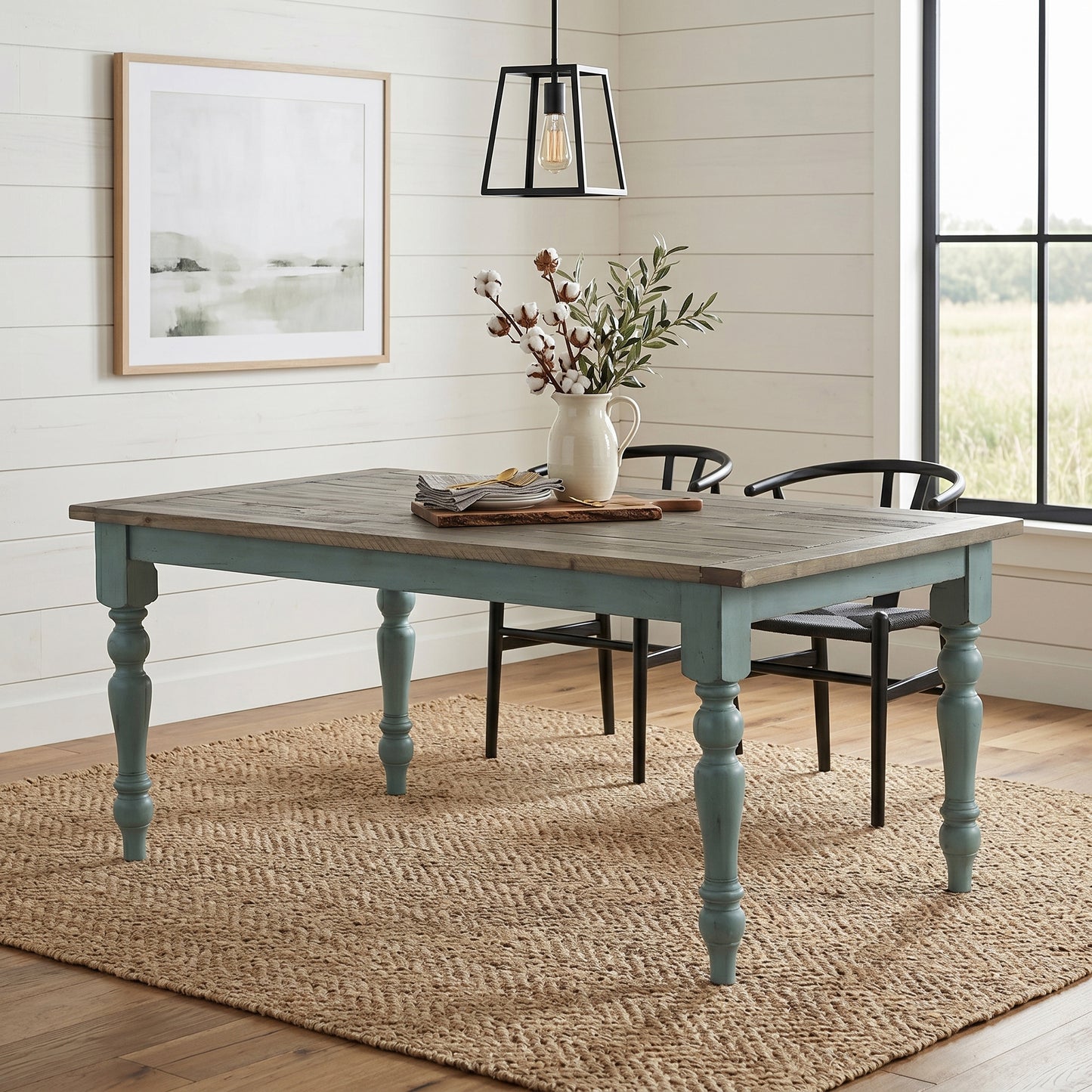 Prato 6-Piece Dining table'set with Cross Back Chairs and Dining Bench