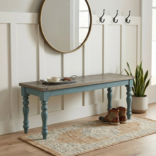 Prato Two-Tone Wood Upholstered Dining Bench