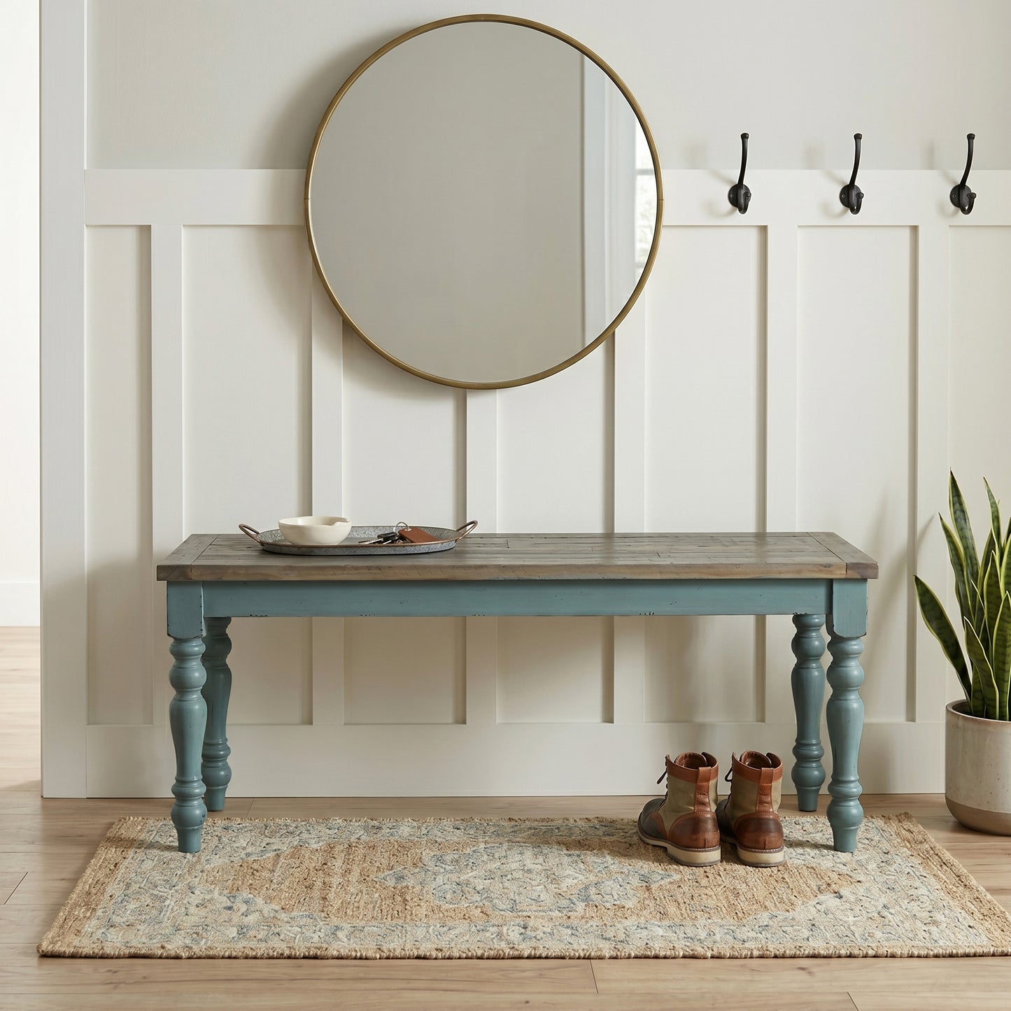 Prato Two-Tone Wood Upholstered Dining Bench