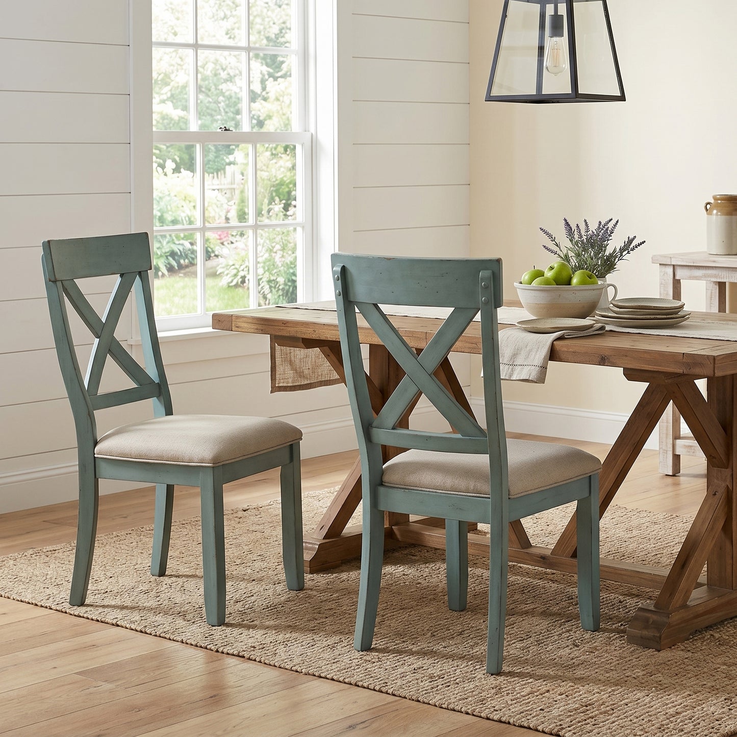 Prato 5-Piece Round Dining table'set with Cross Back Chairs