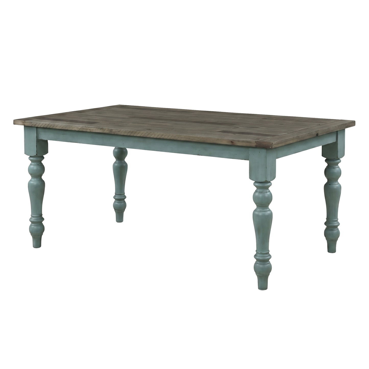 Prato Blue and Brown Two-Tone Finish Wood Dining Table