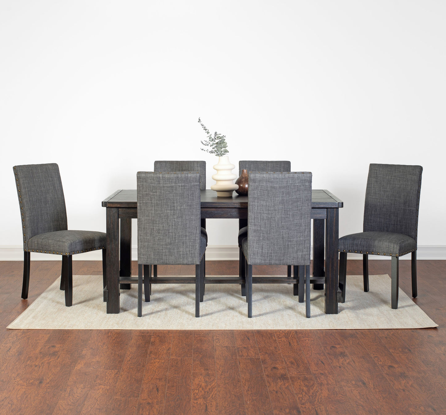 Muzzi Contemporary 7-Piece Dining Set, Dining Table with 6 Stylish Chairs