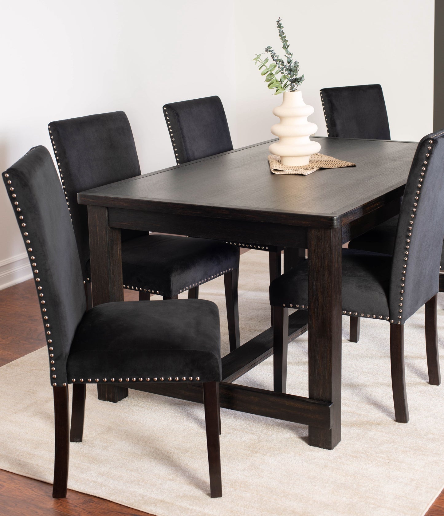 Vanzo Contemporary 7-Piece Dining Set, Dining Table with 6 Stylish Chairs