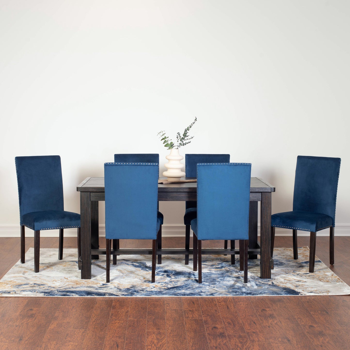 Vanzo Contemporary 7-Piece Dining Set, Dining Table with 6 Stylish Chairs