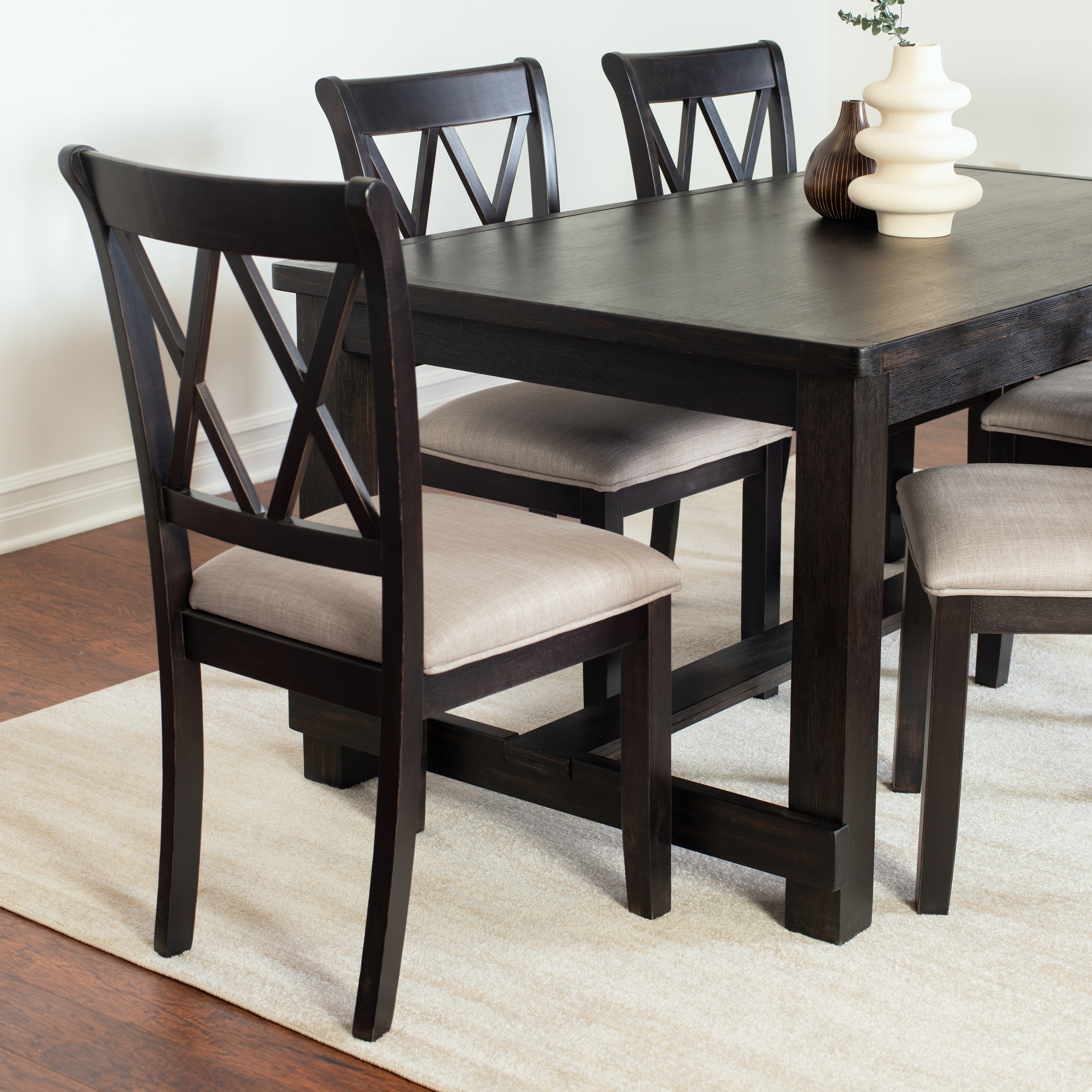 Hensfield Contemporary 7-Piece Dining Set, Dining Table With 6 Cross-b ...