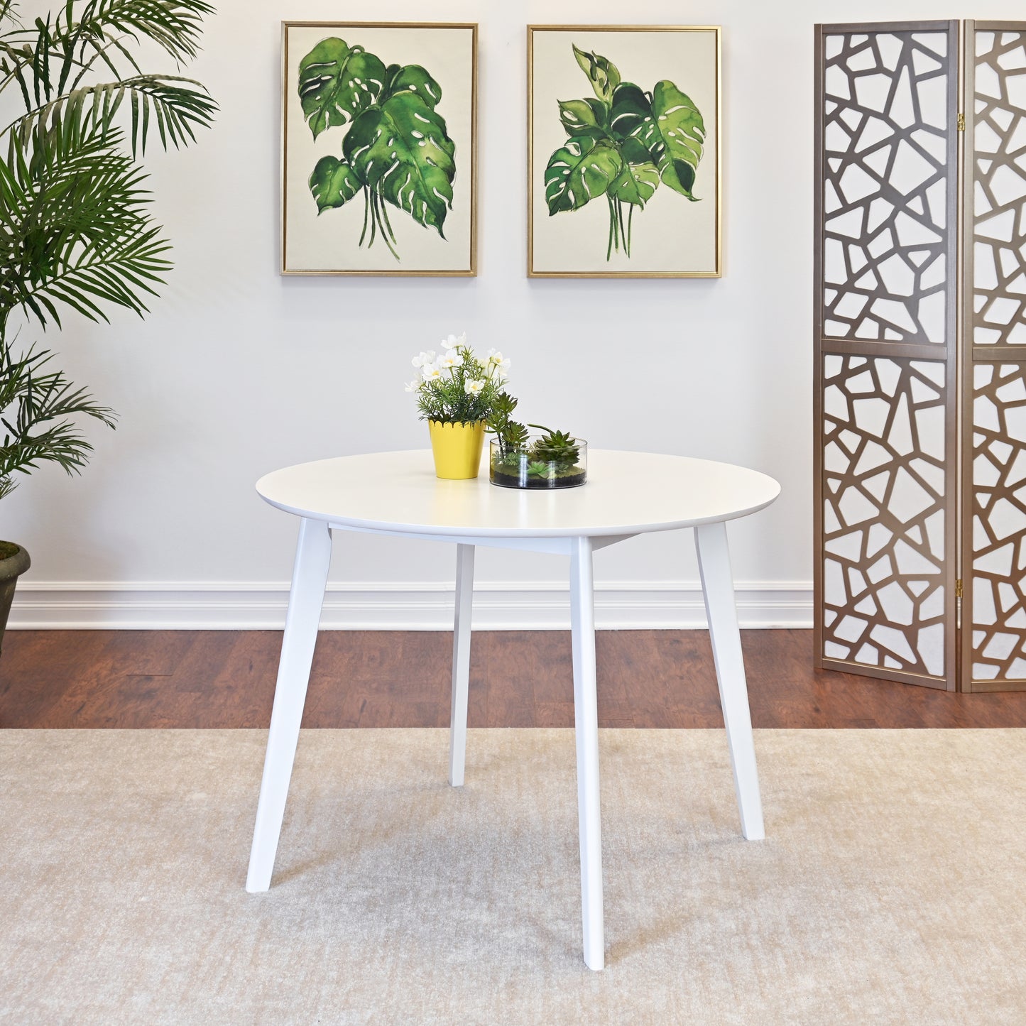 Roma Contemporary White Round Dining Table