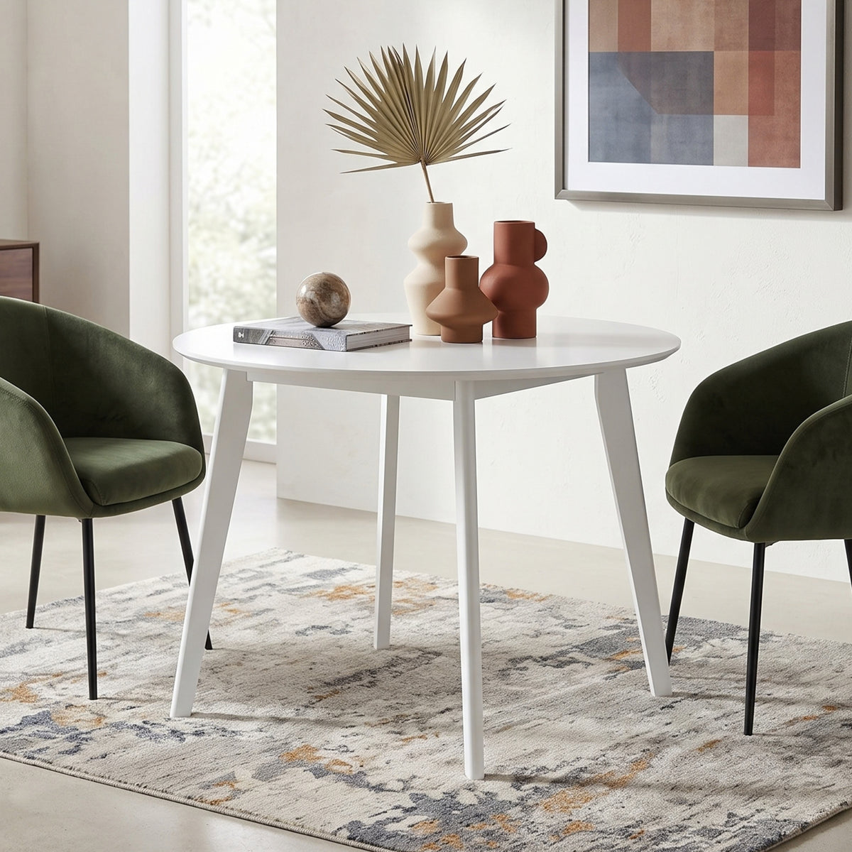 Roma Contemporary White Round Dining Table