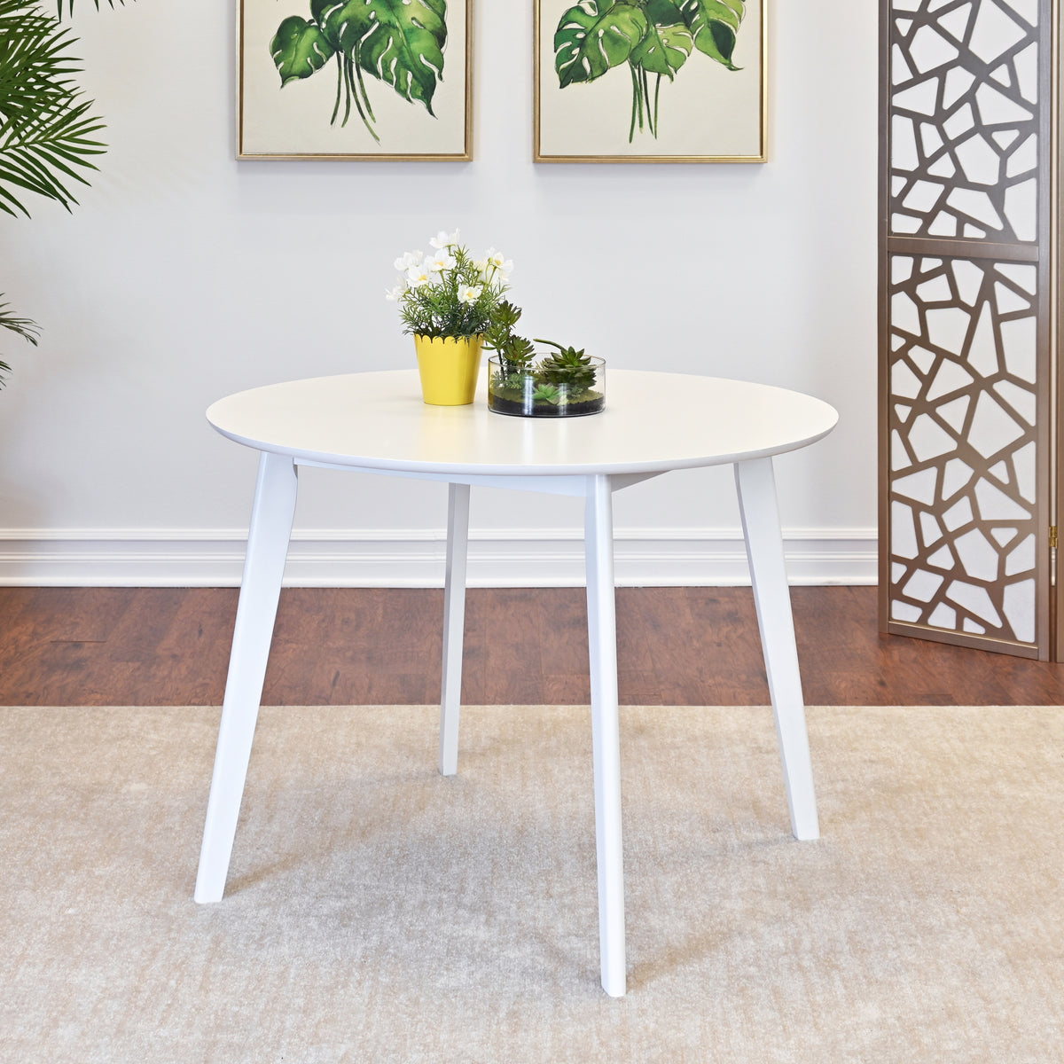 Roma Contemporary White Round Dining Table