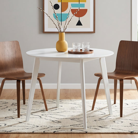 Roma Contemporary White Round Dining Table