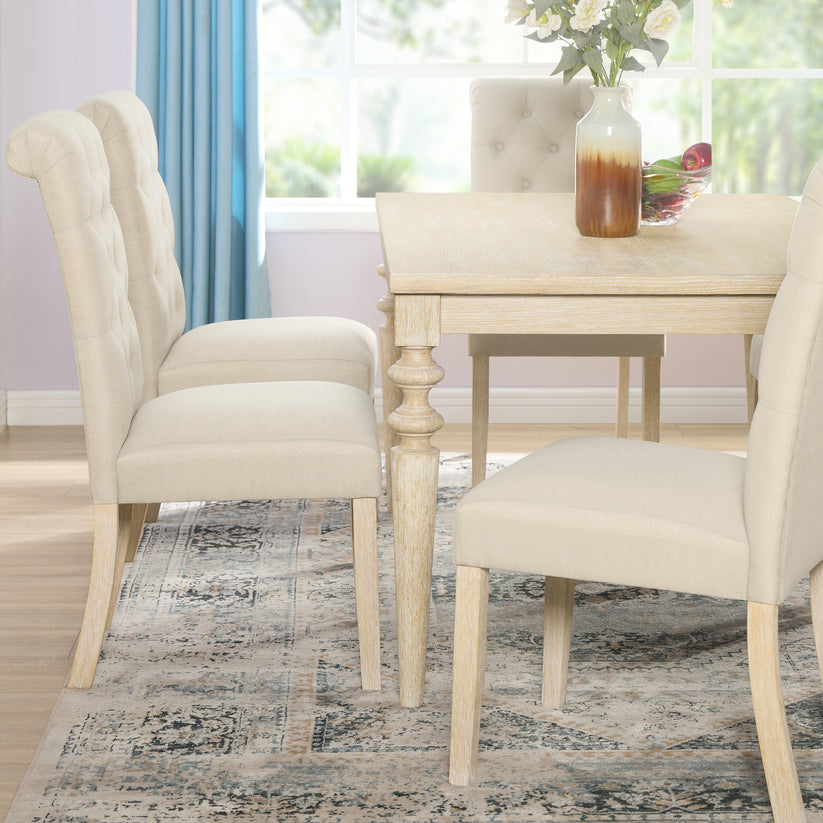 Amonia Urban Style Wired White Finish Wood Turned-Leg Dining Table ...