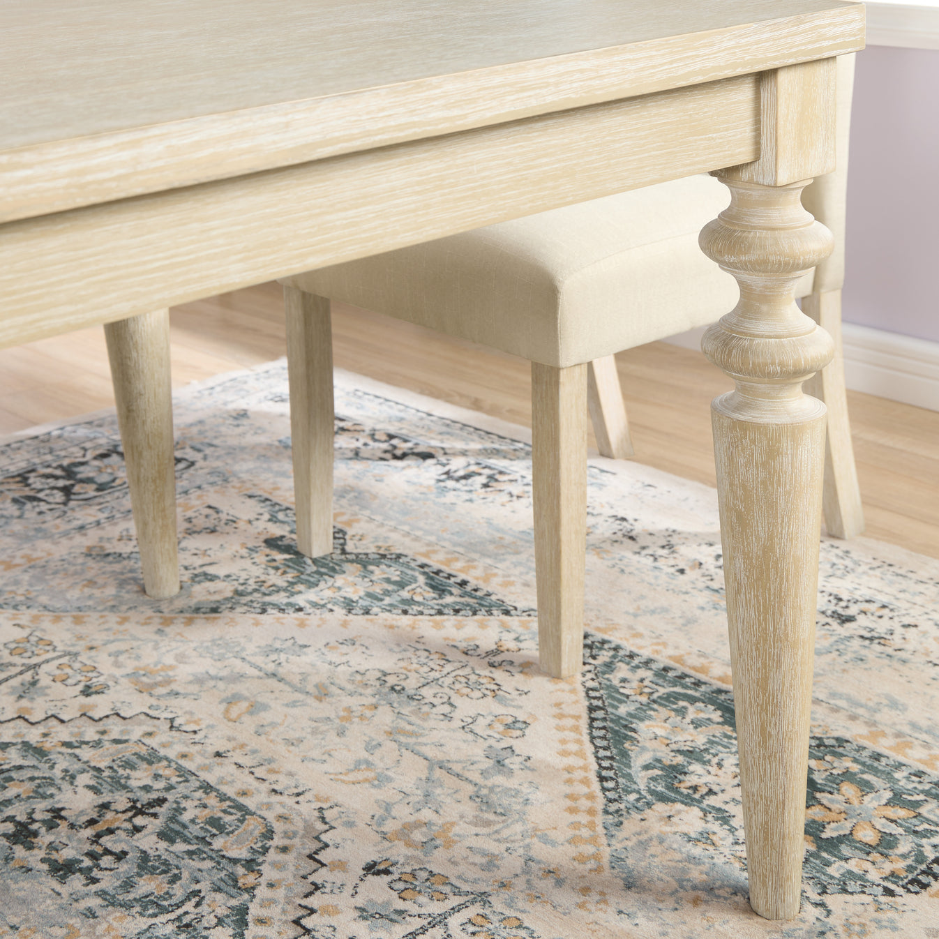 Amonia Urban Style Wired White Finish Wood Turned-Leg Dining Table ...