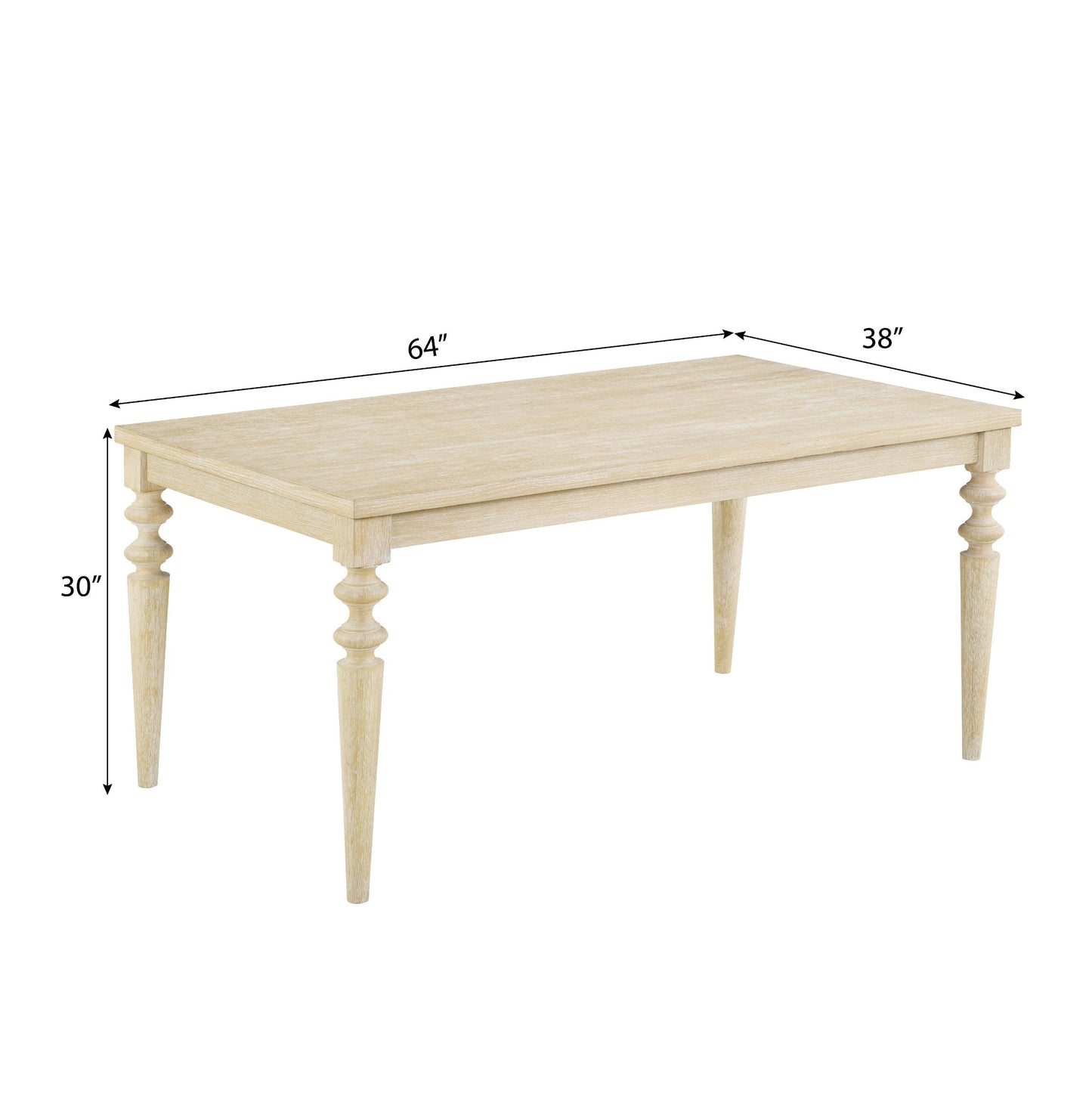 Amonia Urban Style Wired White Finish Wood Turned-Leg Dining Table