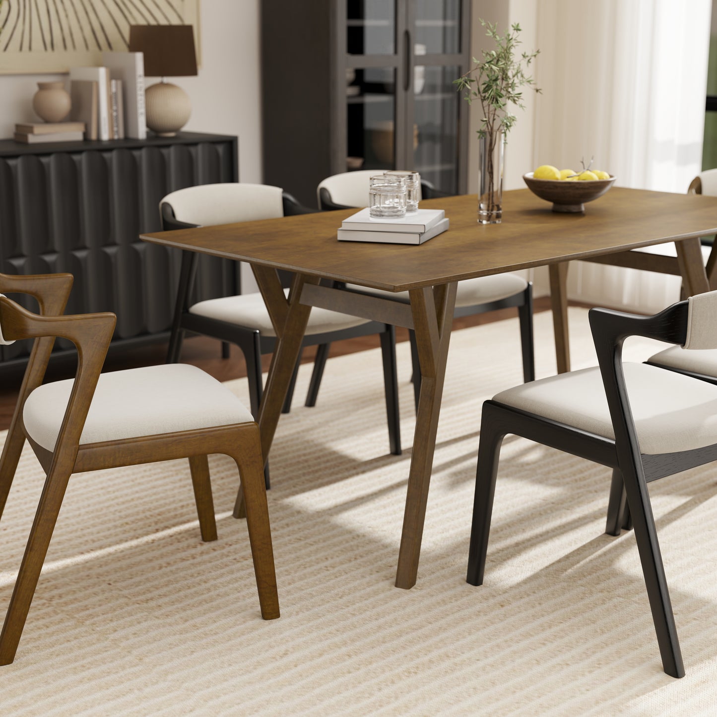 Roundhill Furniture Lavin Modern 7-Piece Dining Set, Dining Table with 6 Chairs